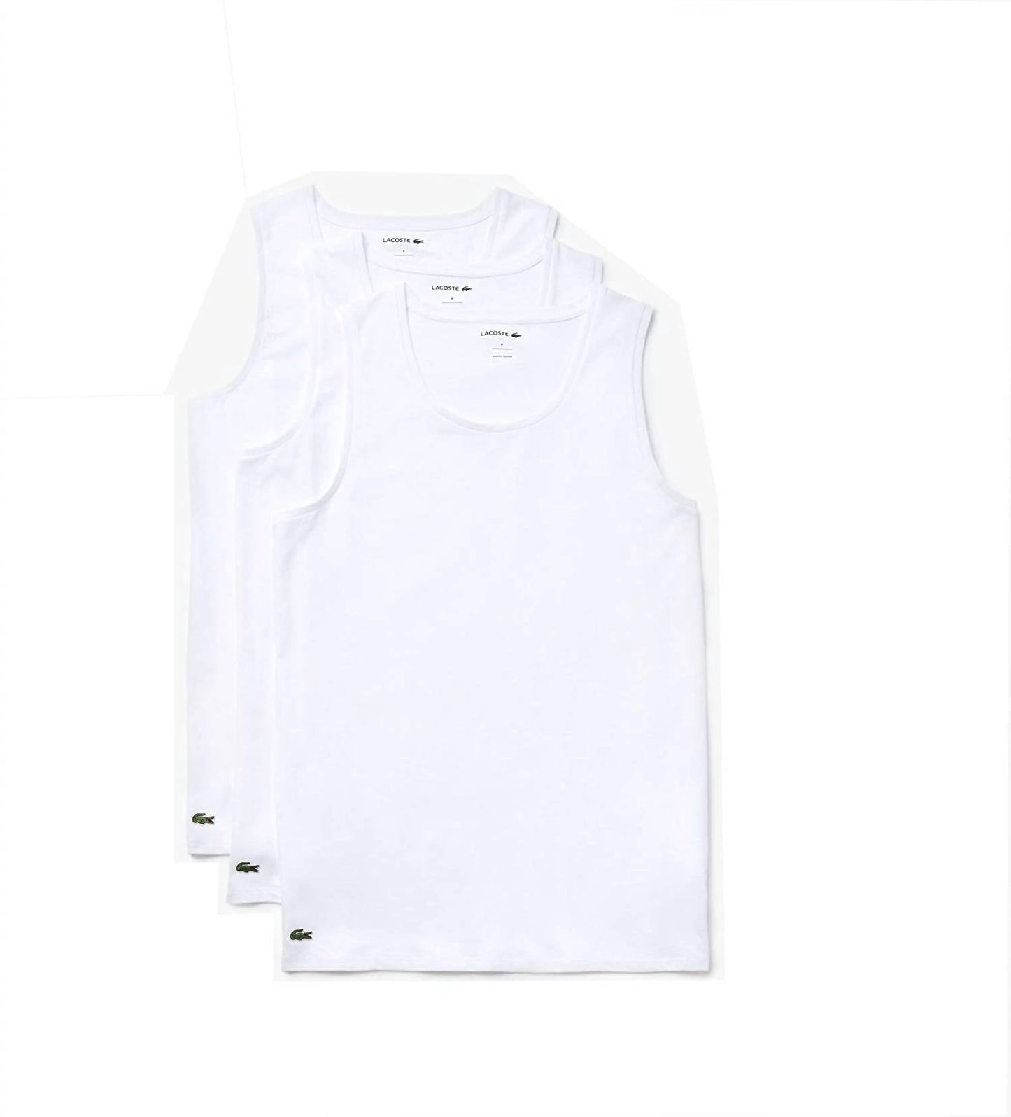 Camiseta sin mangas de hombre (3 unidades) de algodón de corte ajustado color blanco