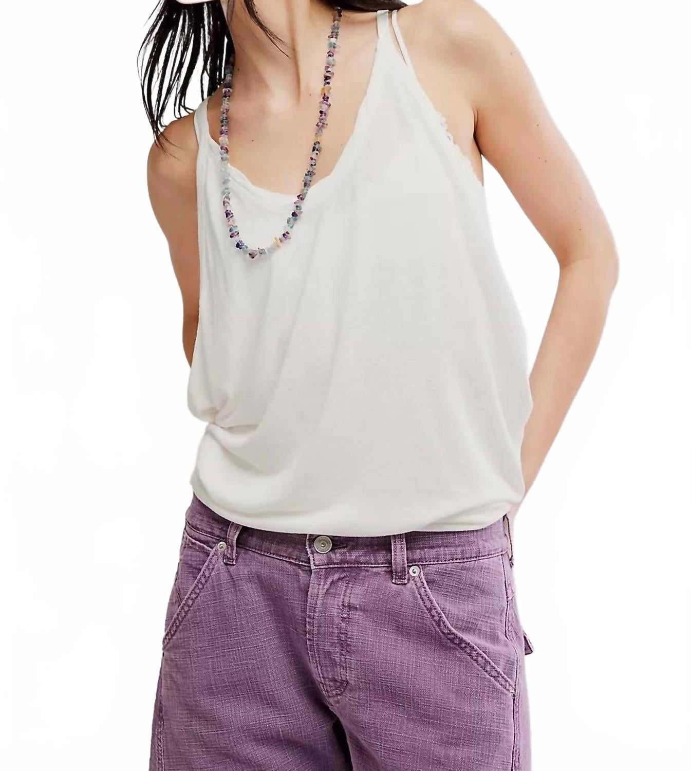Camiseta sin mangas color marfil