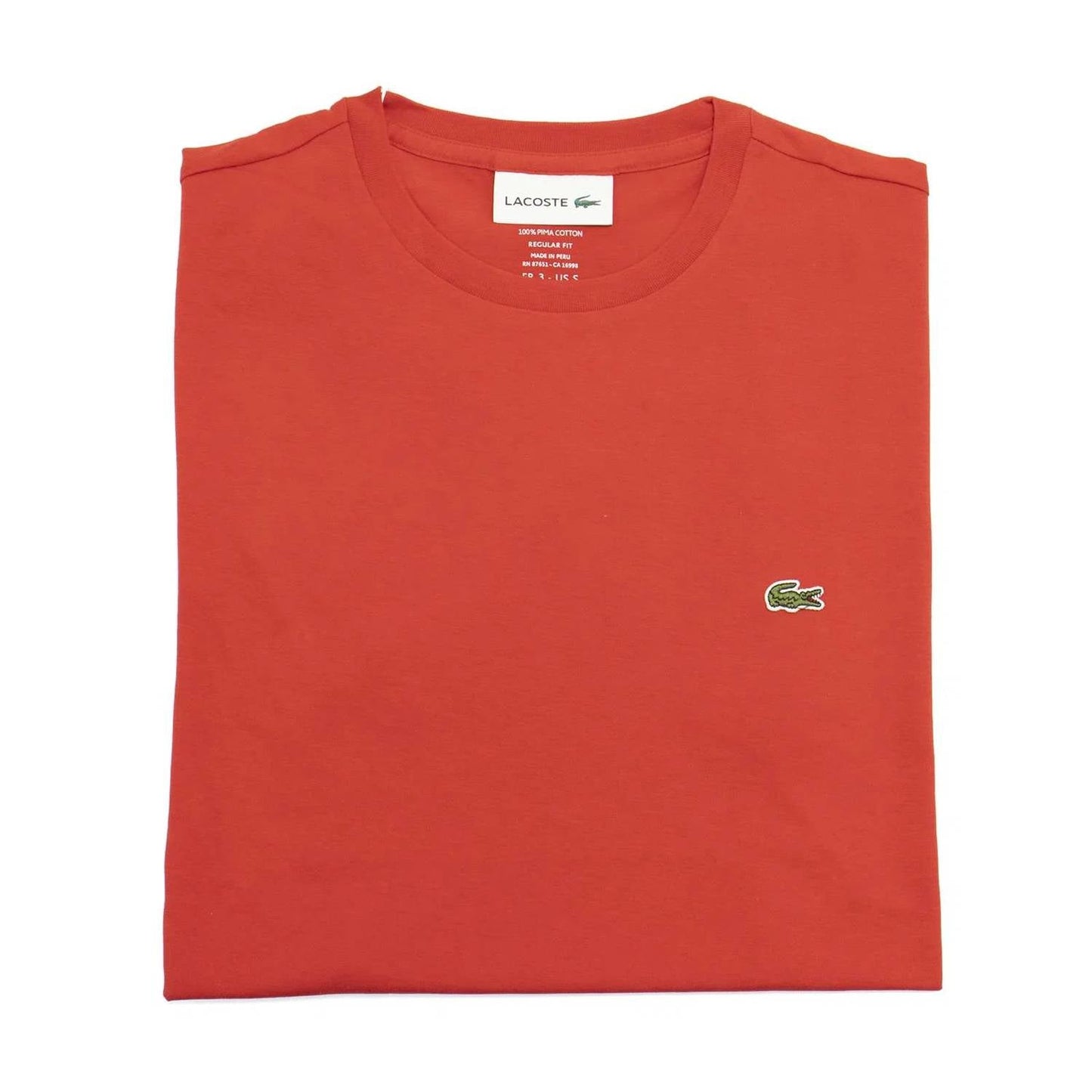 Camiseta de hombre de manga corta con cuello redondo color rojo