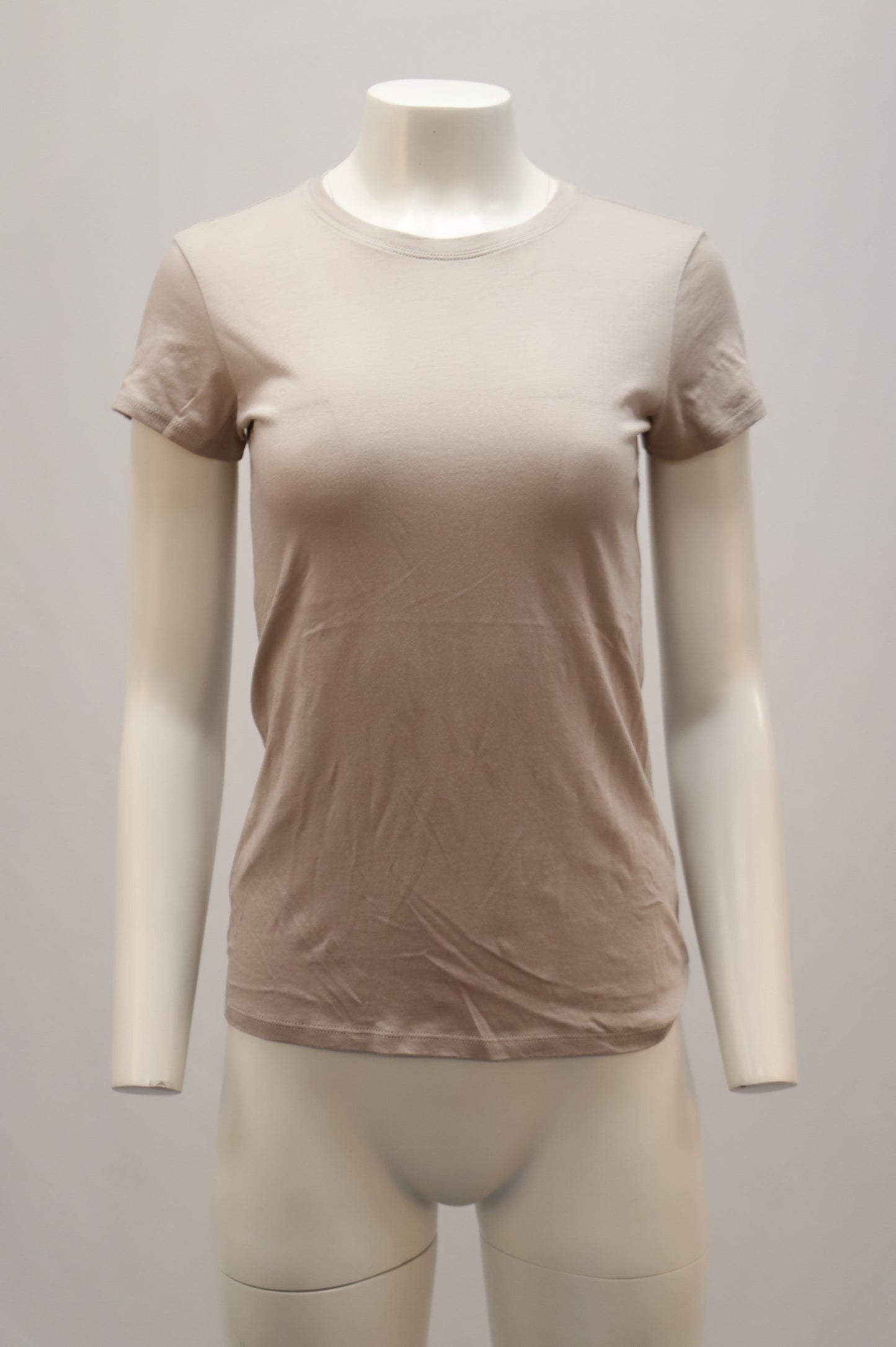 Camiseta de algodón de manga corta color beige