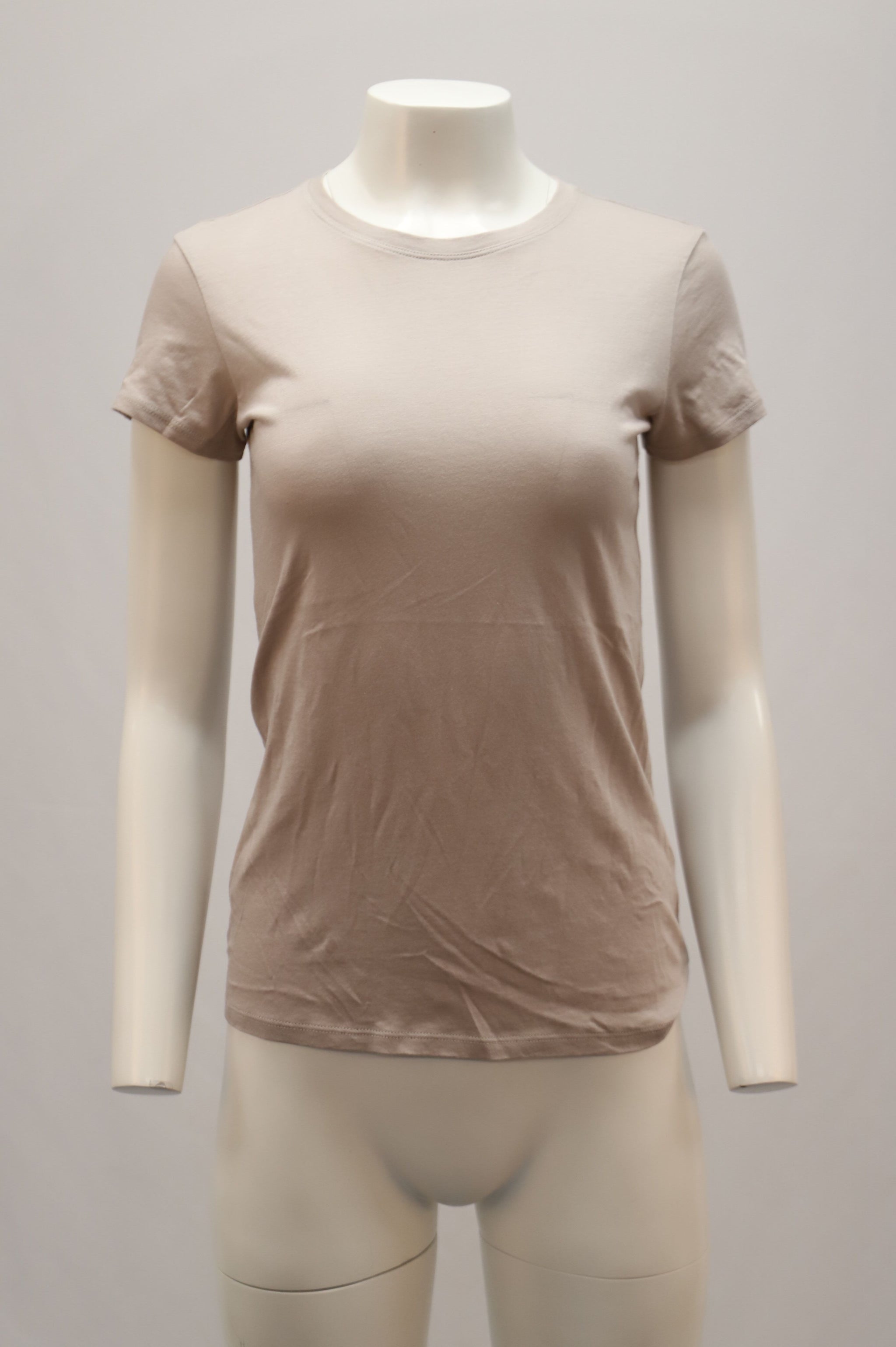Camiseta de algodón de manga corta color beige