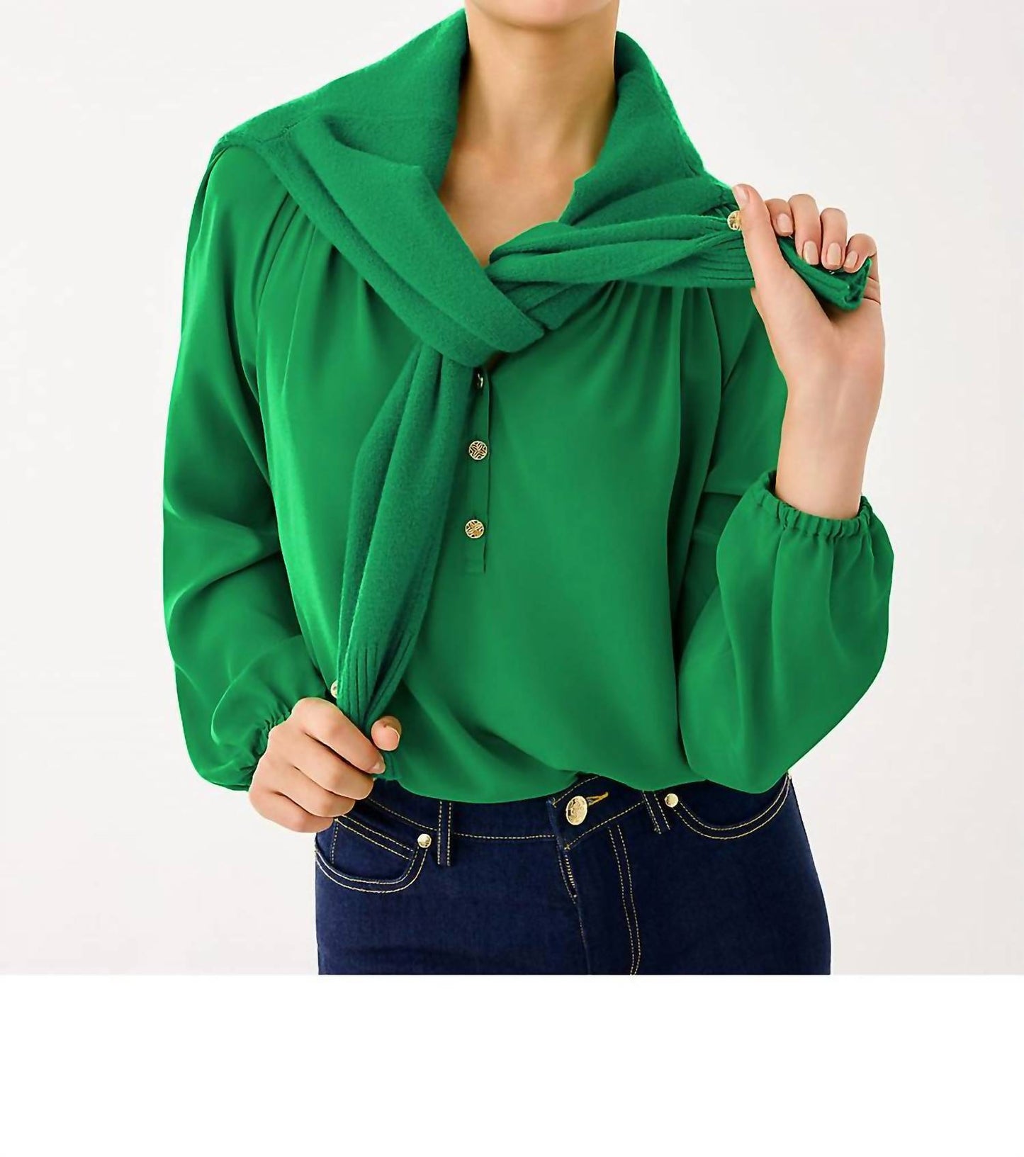 Top de seda color verde