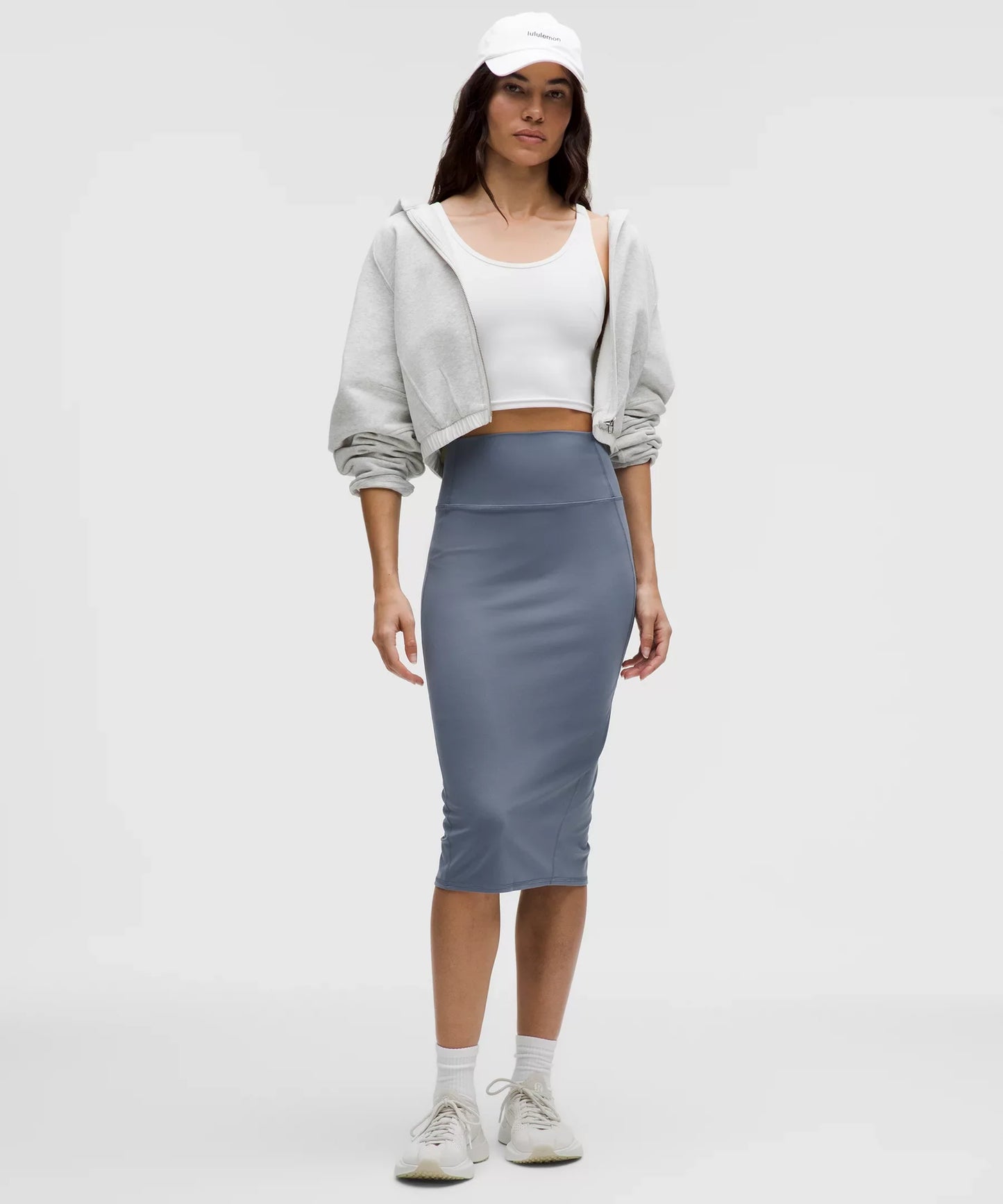 Falda midi de corte ajustado de tiro alto