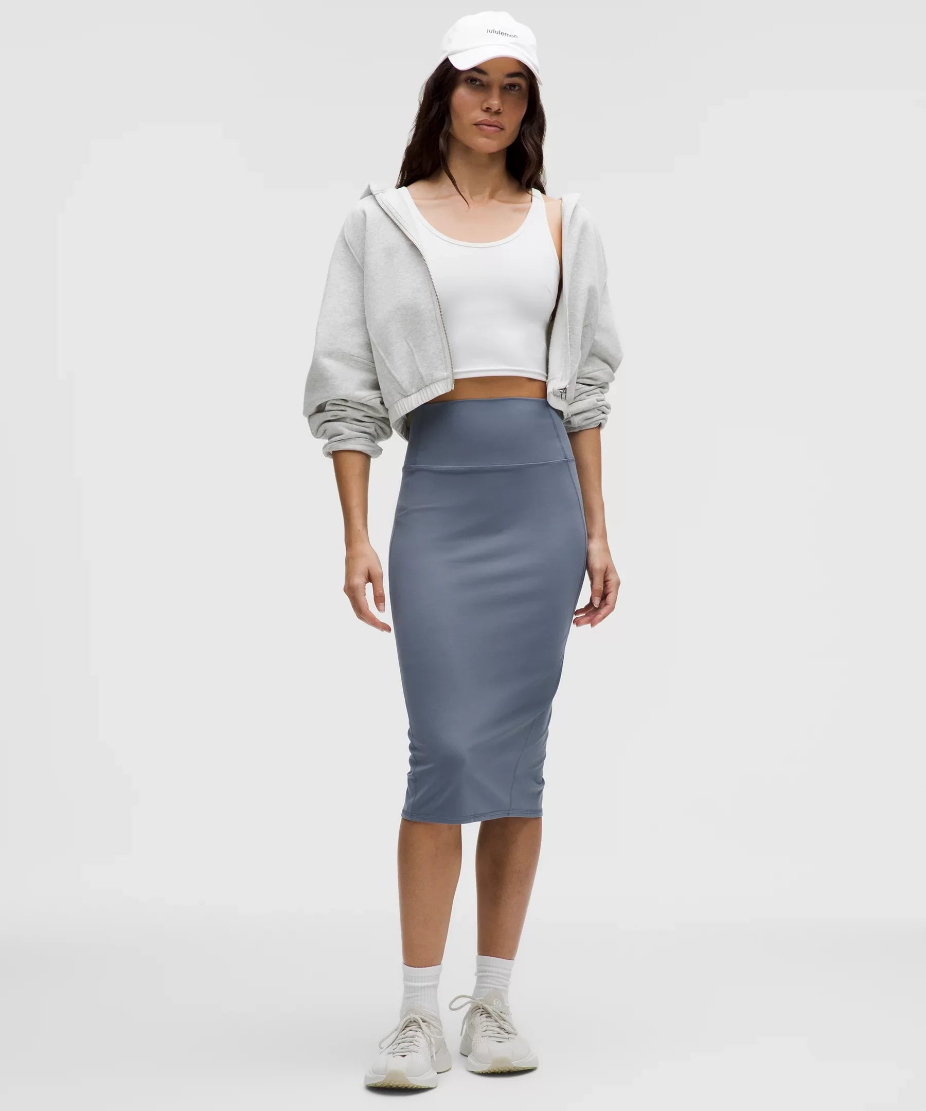 Falda midi de corte ajustado de tiro alto