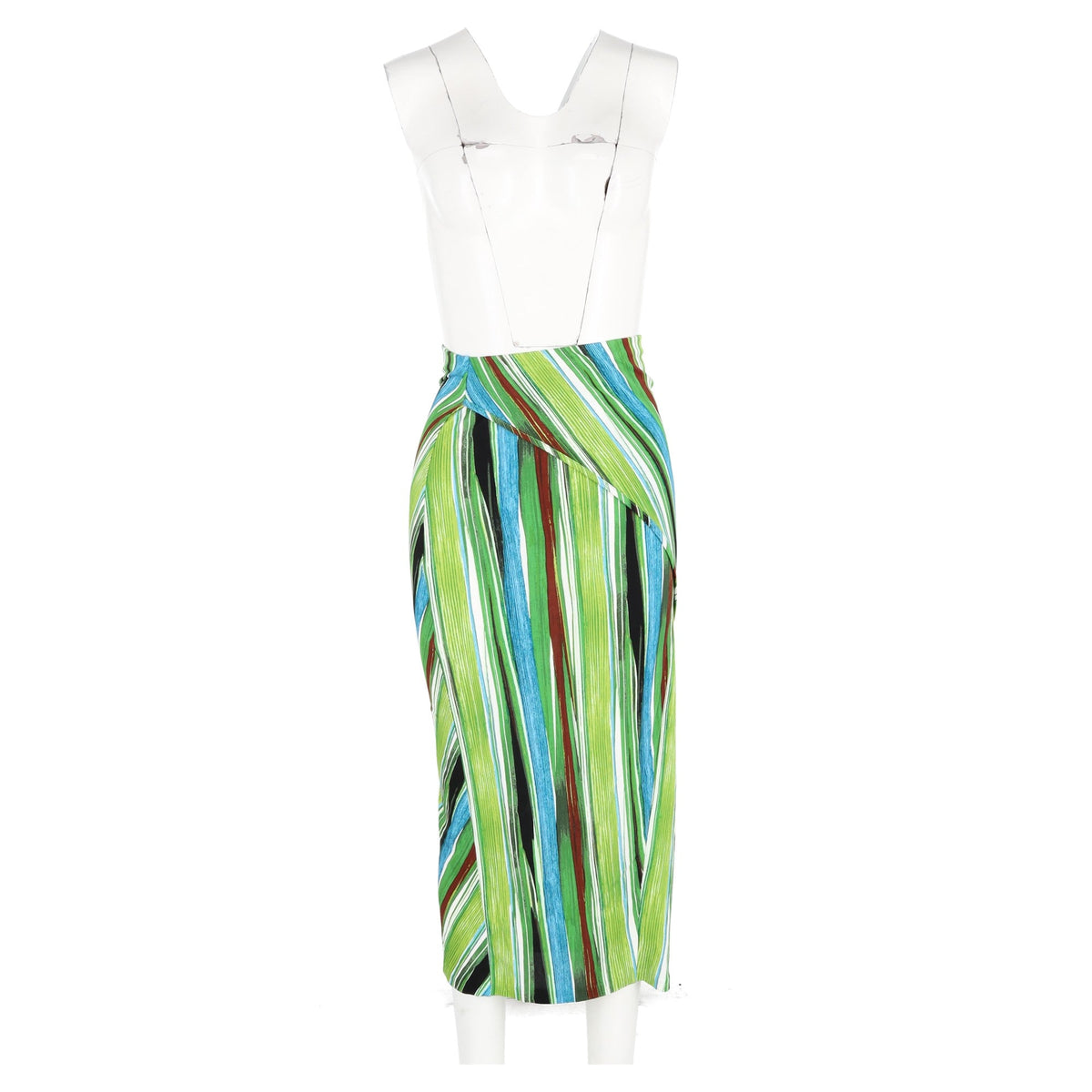 Falda midi a rayas multicolor
