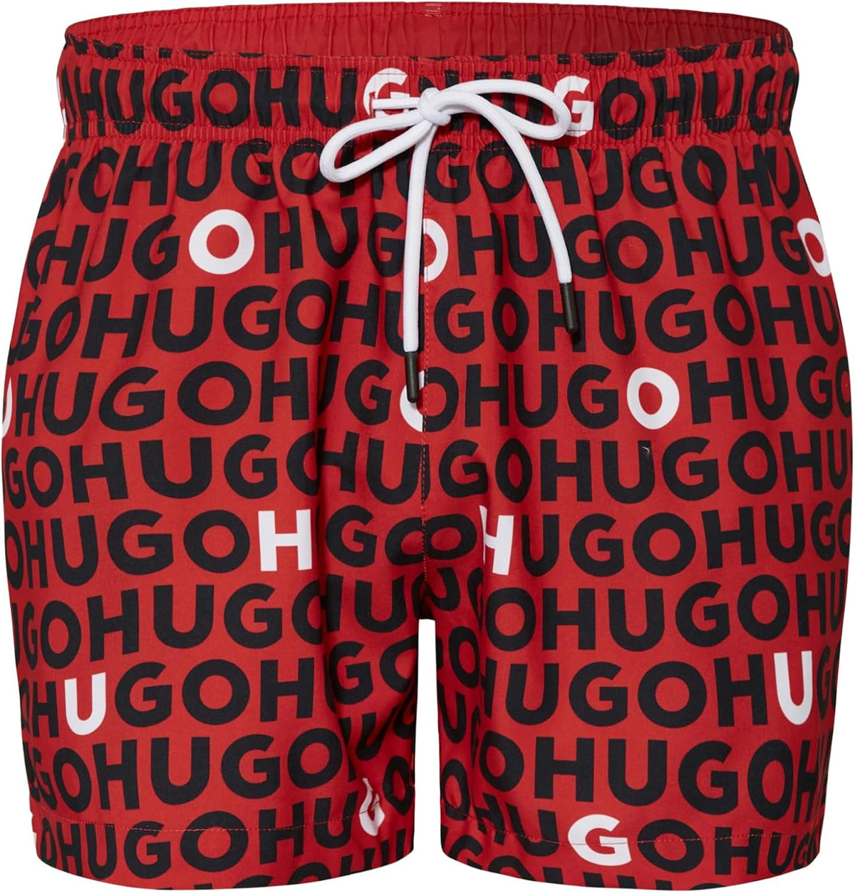 Pantaloneta de baño de hombre color negro y blanco y rojo