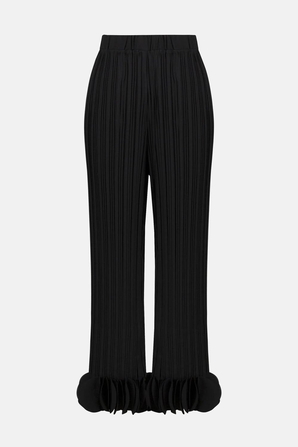 Pantalón de pierna ancha con pliegues color negro