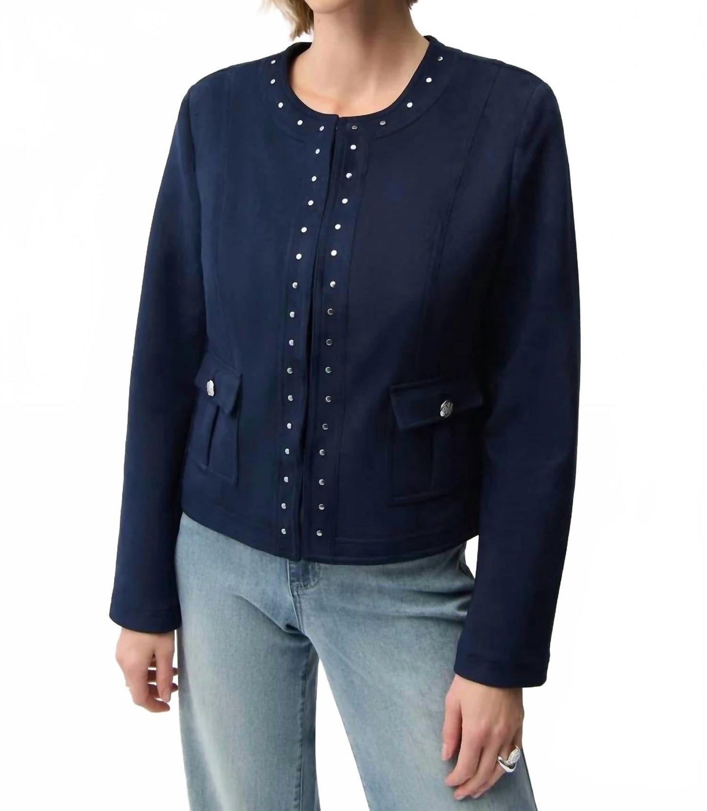 Chaqueta de gamuza sintética color azul