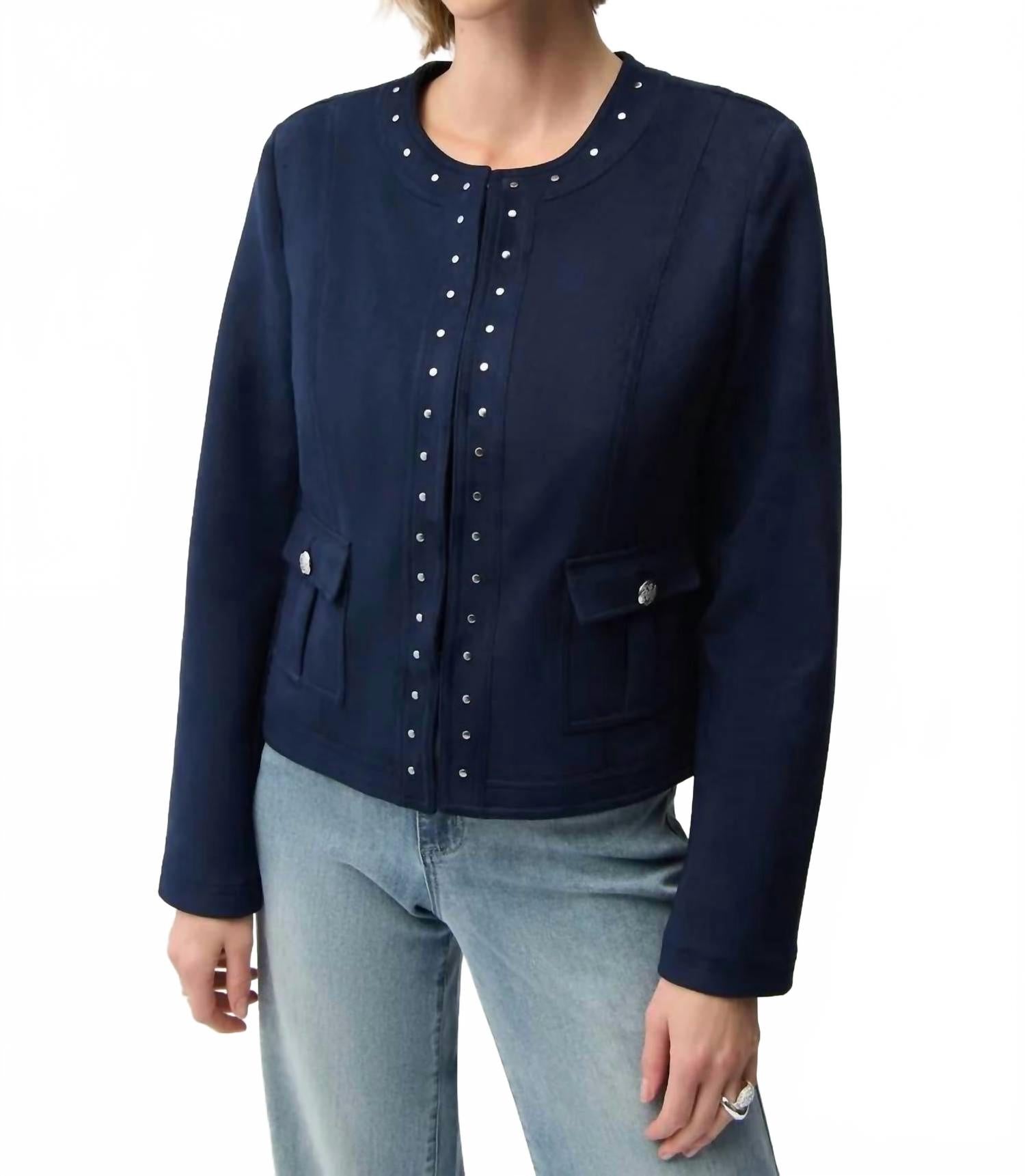 Chaqueta de gamuza sintética color azul
