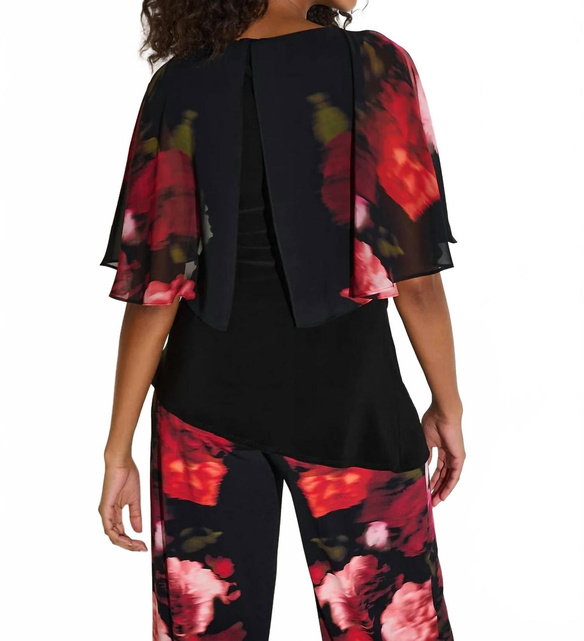 Top de gasa con estampado floral color negro
