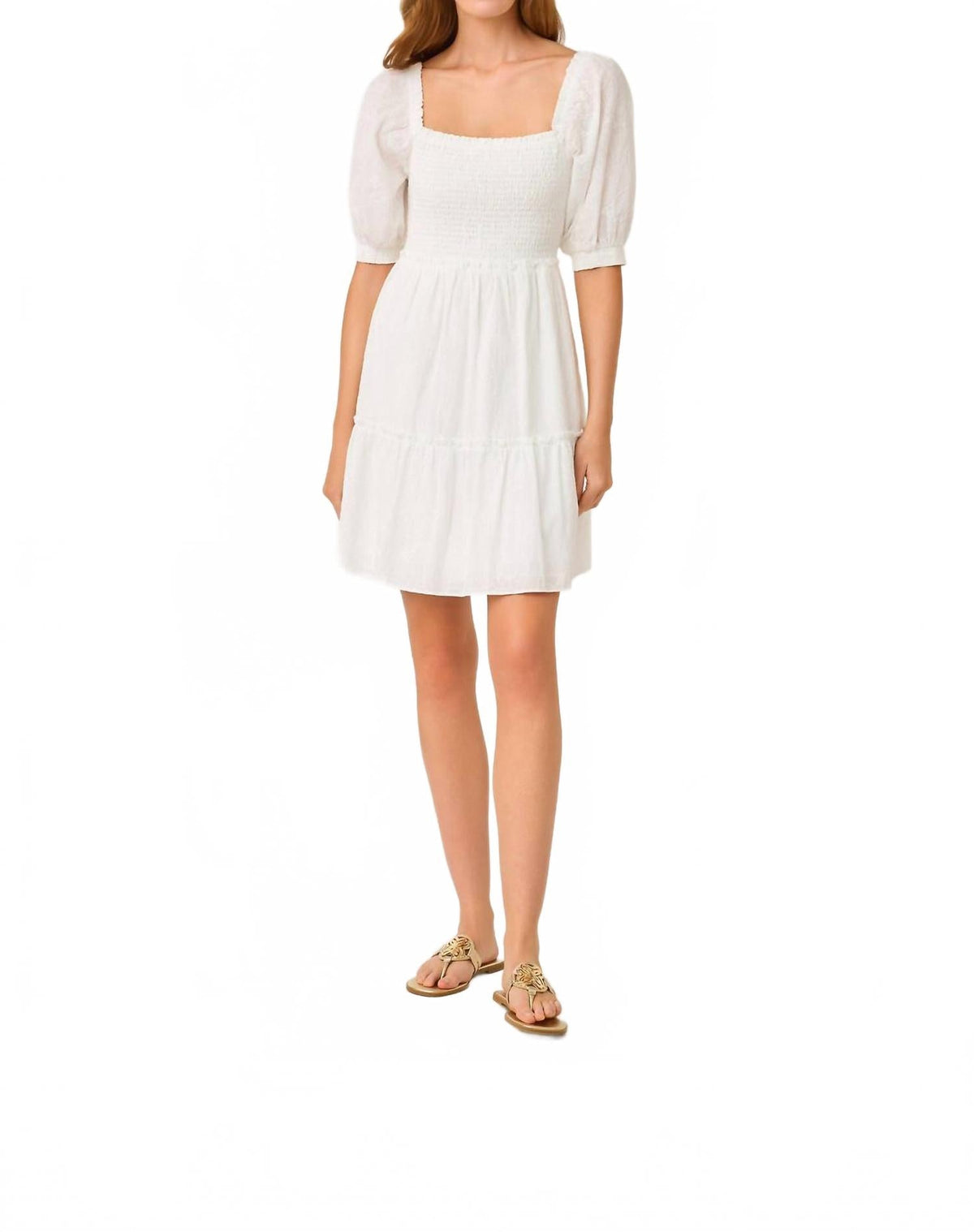 Vestido de manga corta color blanco