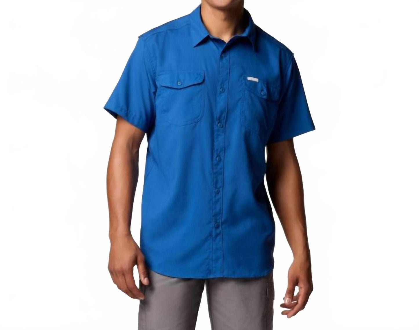 Camisa de hombre de manga corta color azul