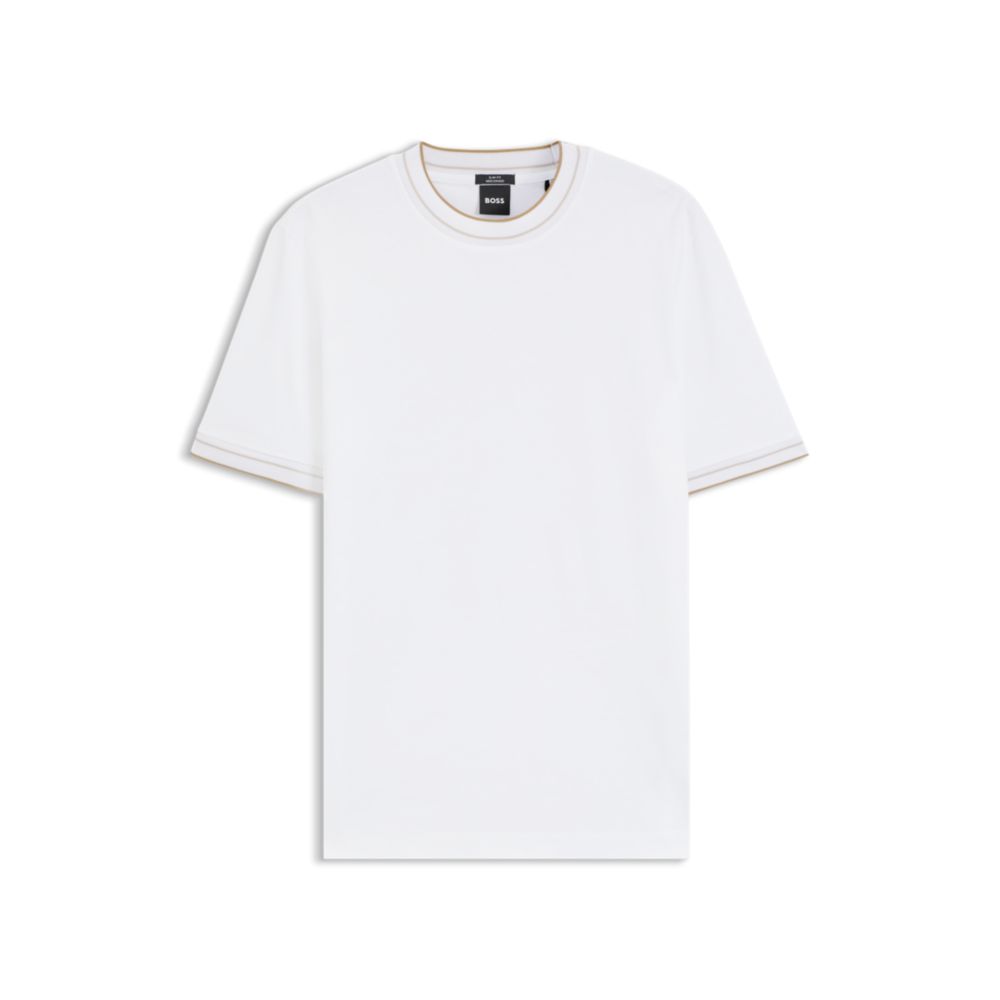 Camiseta de algodón con cuello redondo de corte ajustado