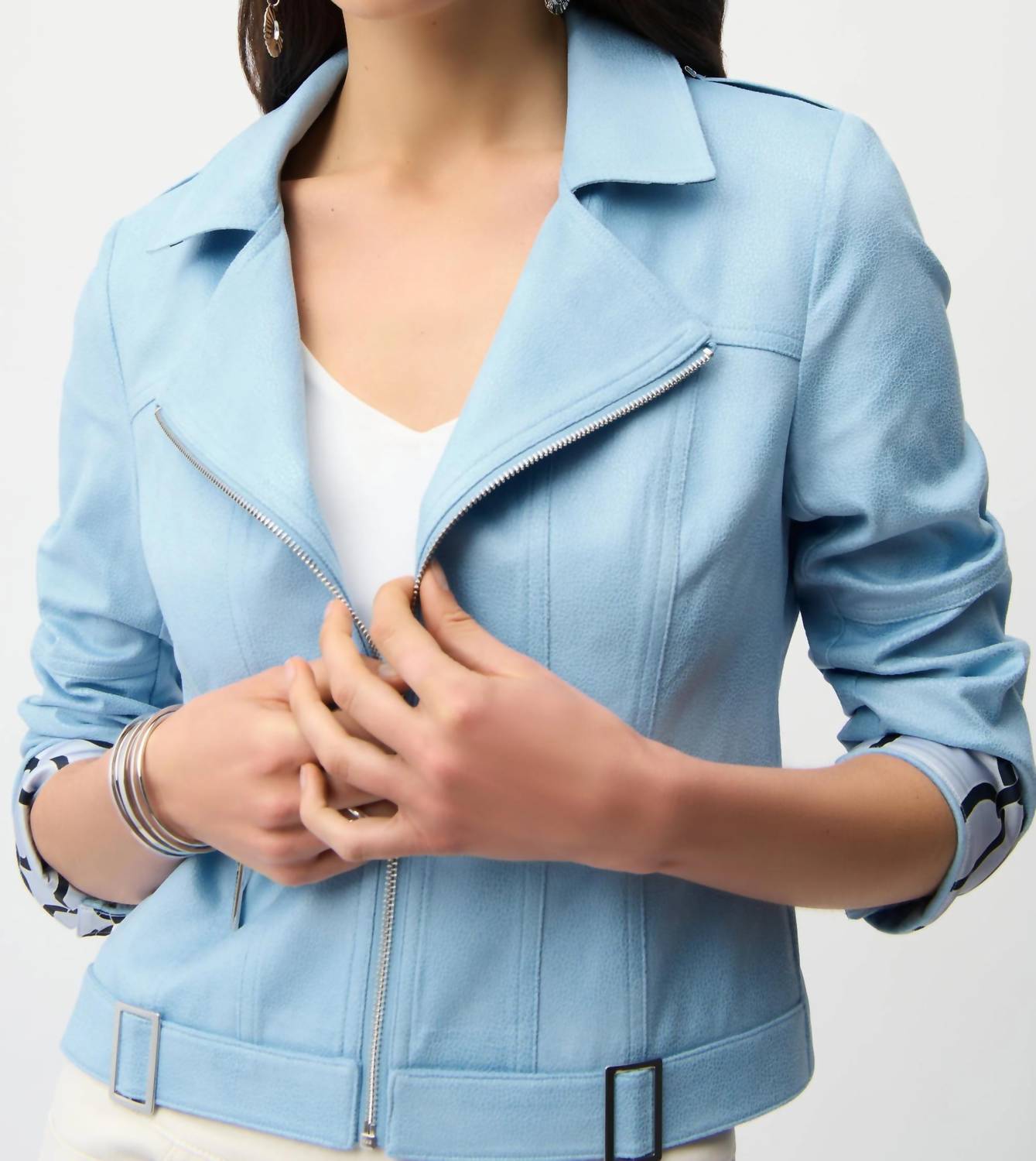 Chaqueta de gamuza sintética color azul