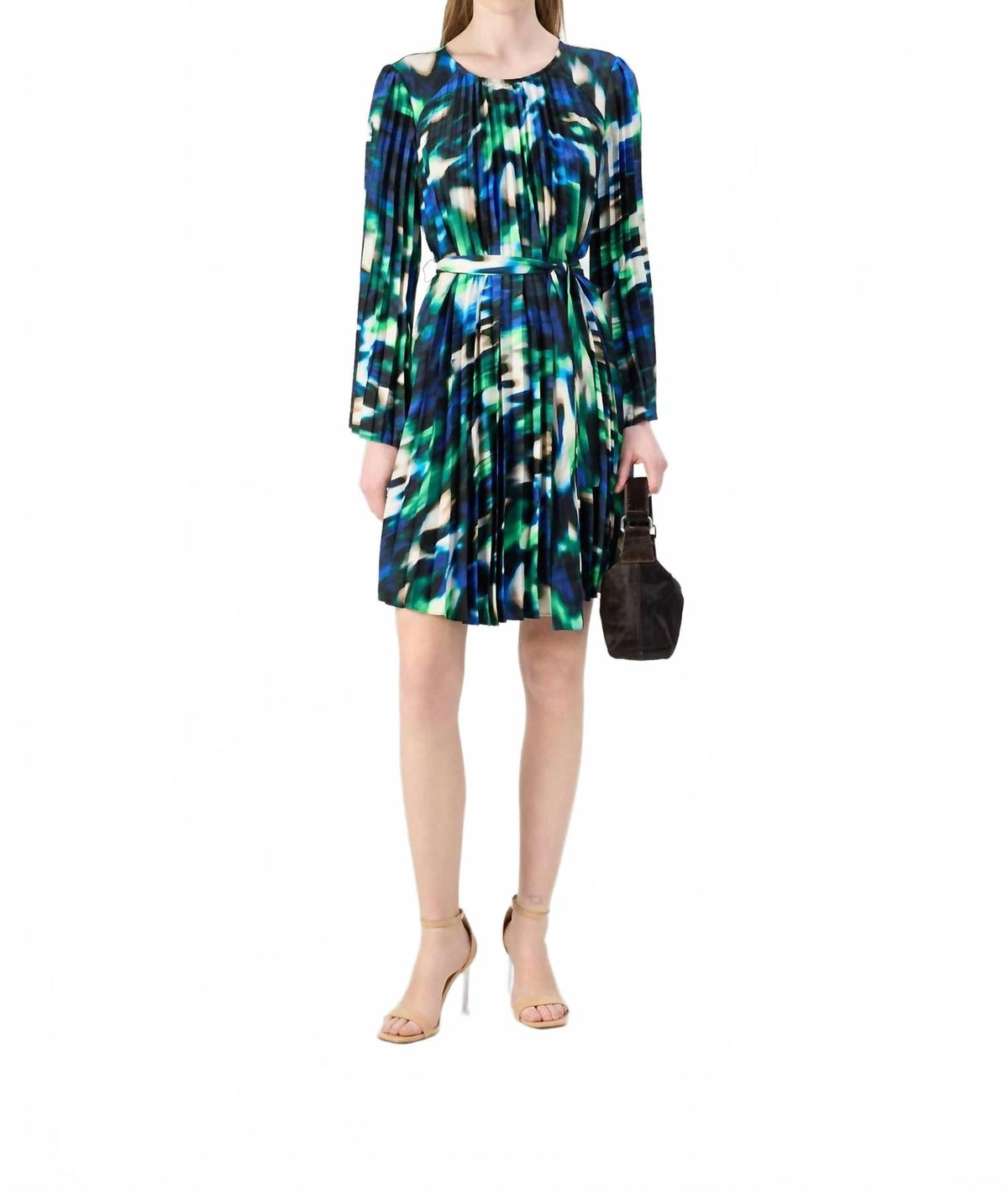 Vestido con pliegues color azul