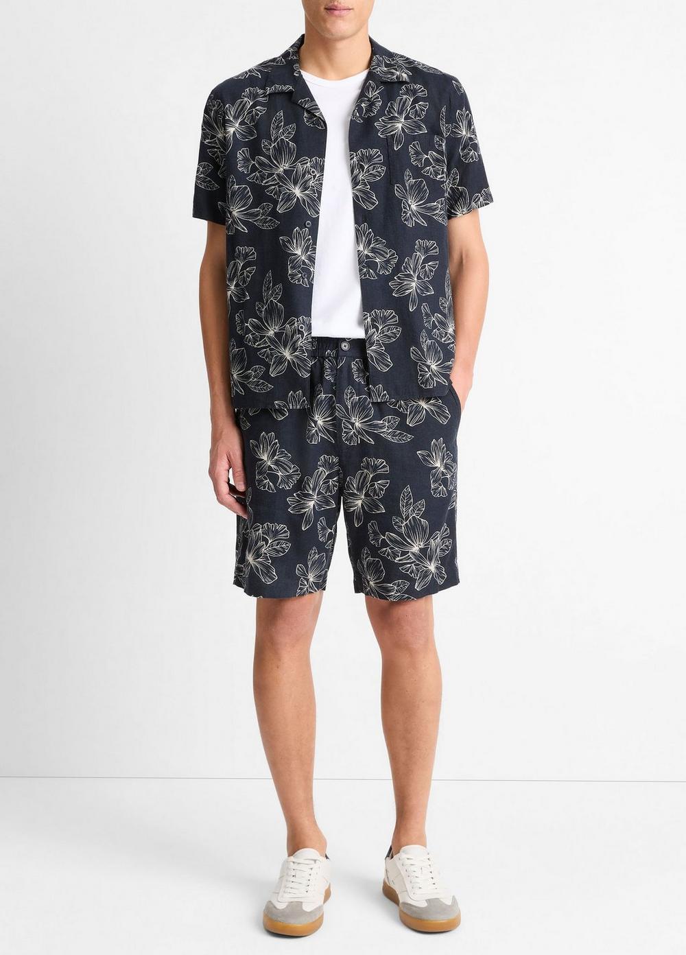 Short de mezcla de lino con estampado floral