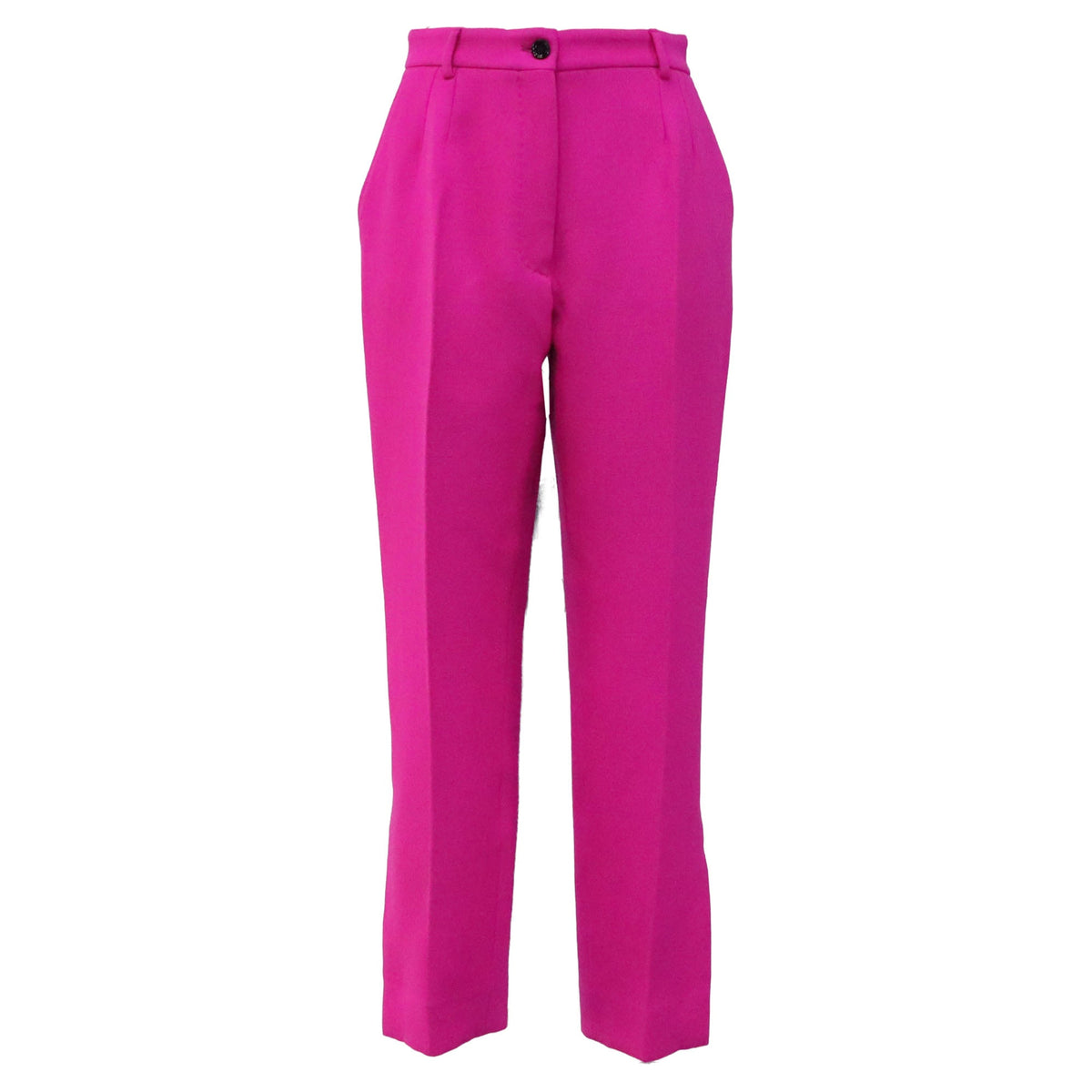 Pantalón de lana de tiro alto color rosado