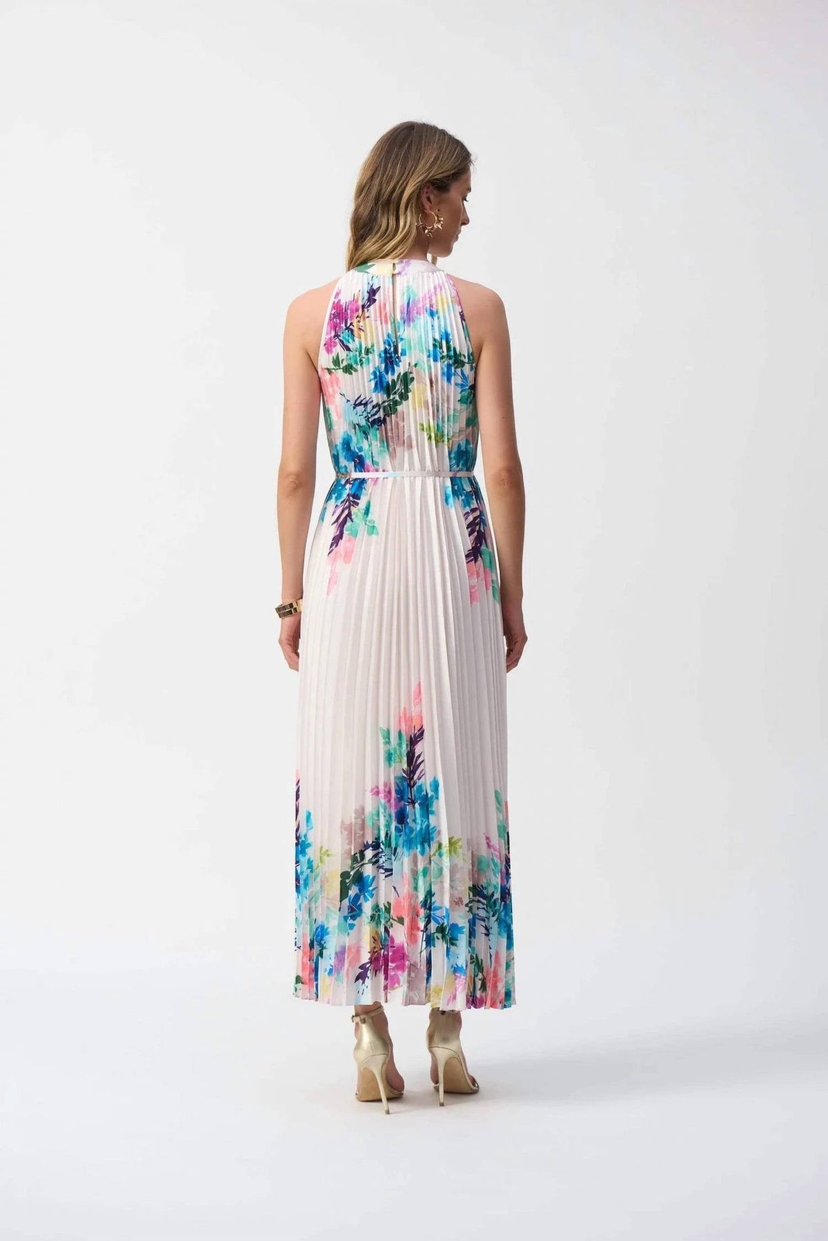 Vestido largo con estampado floral color blanco