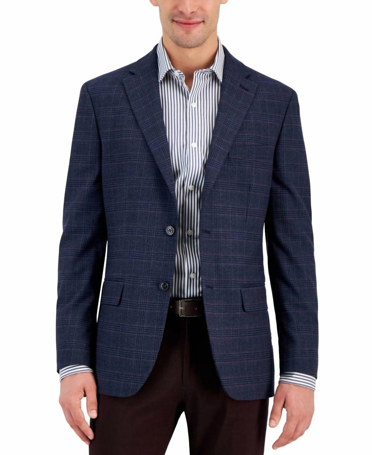 Blazer de hombre a cuadros color azul marino