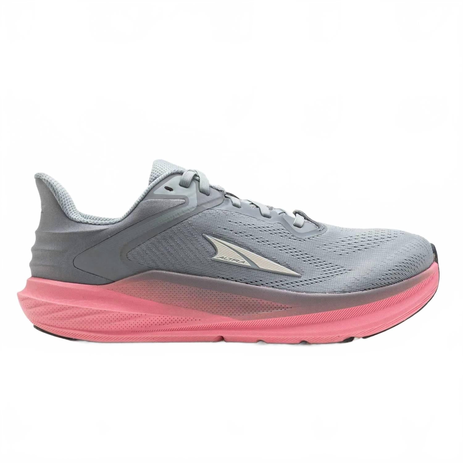 Tenis para correr de mujer color gris y rosado