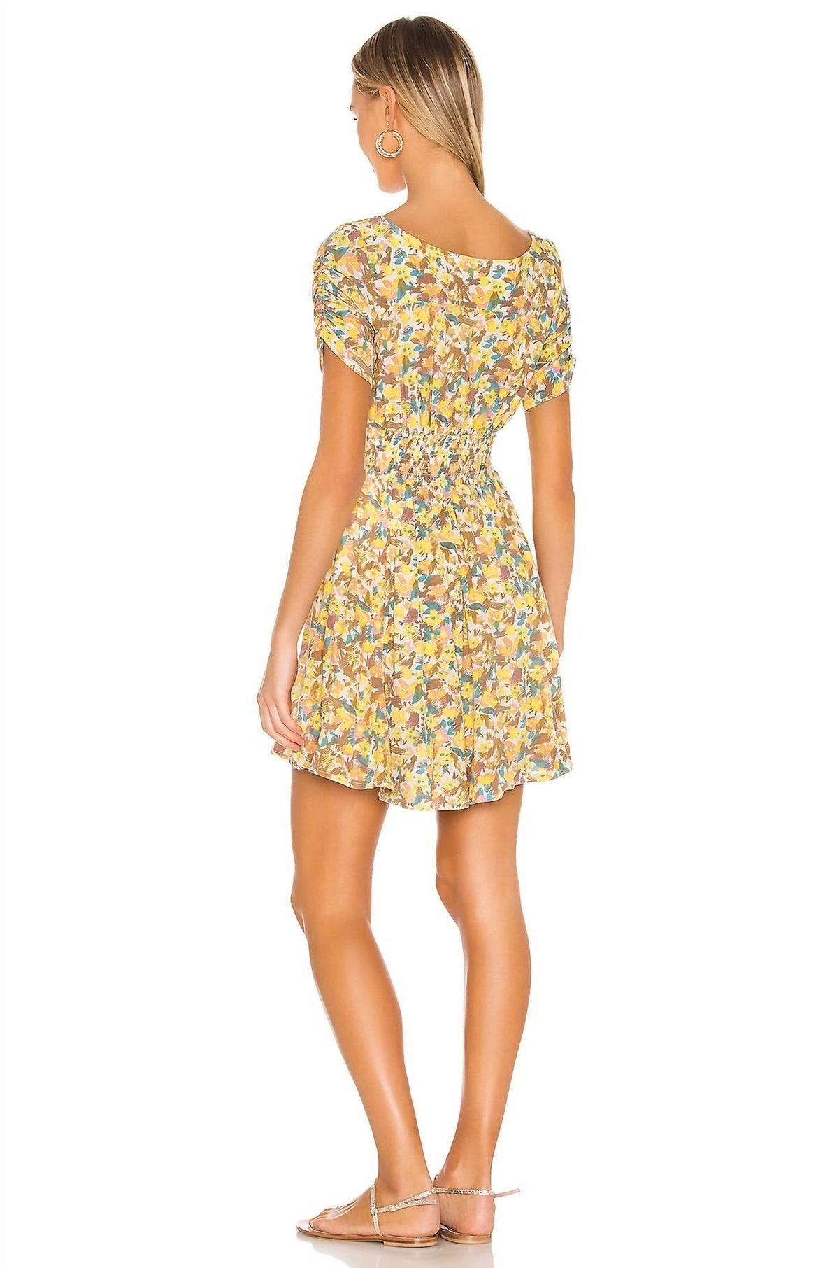 Vestido con estampado floral color marfil