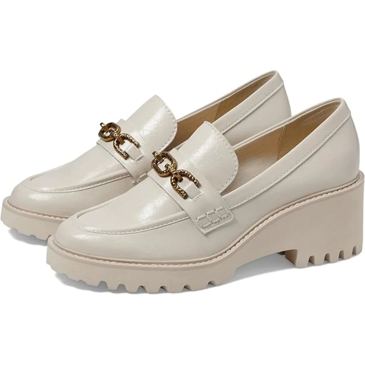 Mocasines de mujer de cuero color marfil
