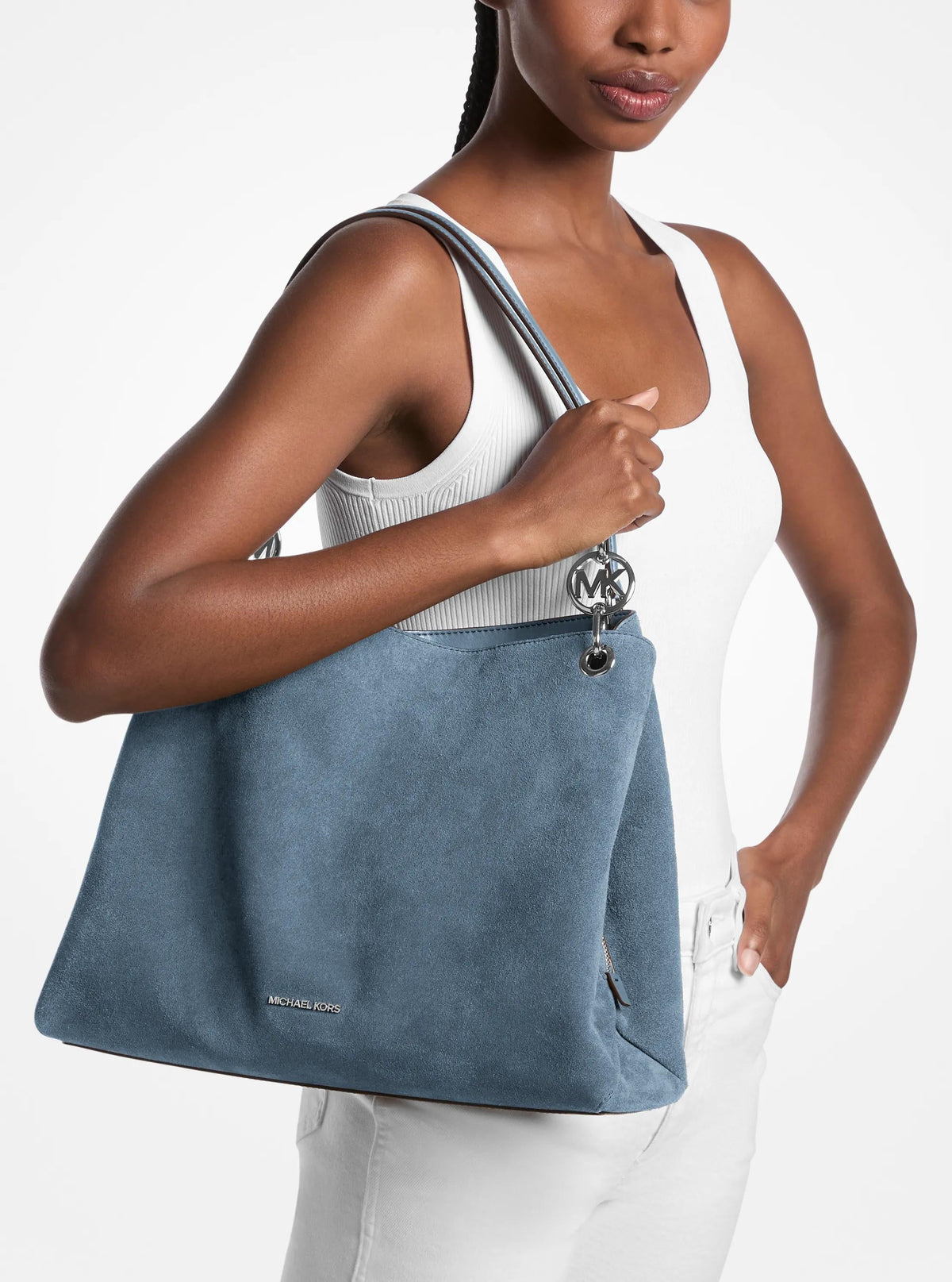 Bolso de hombro de gamuza