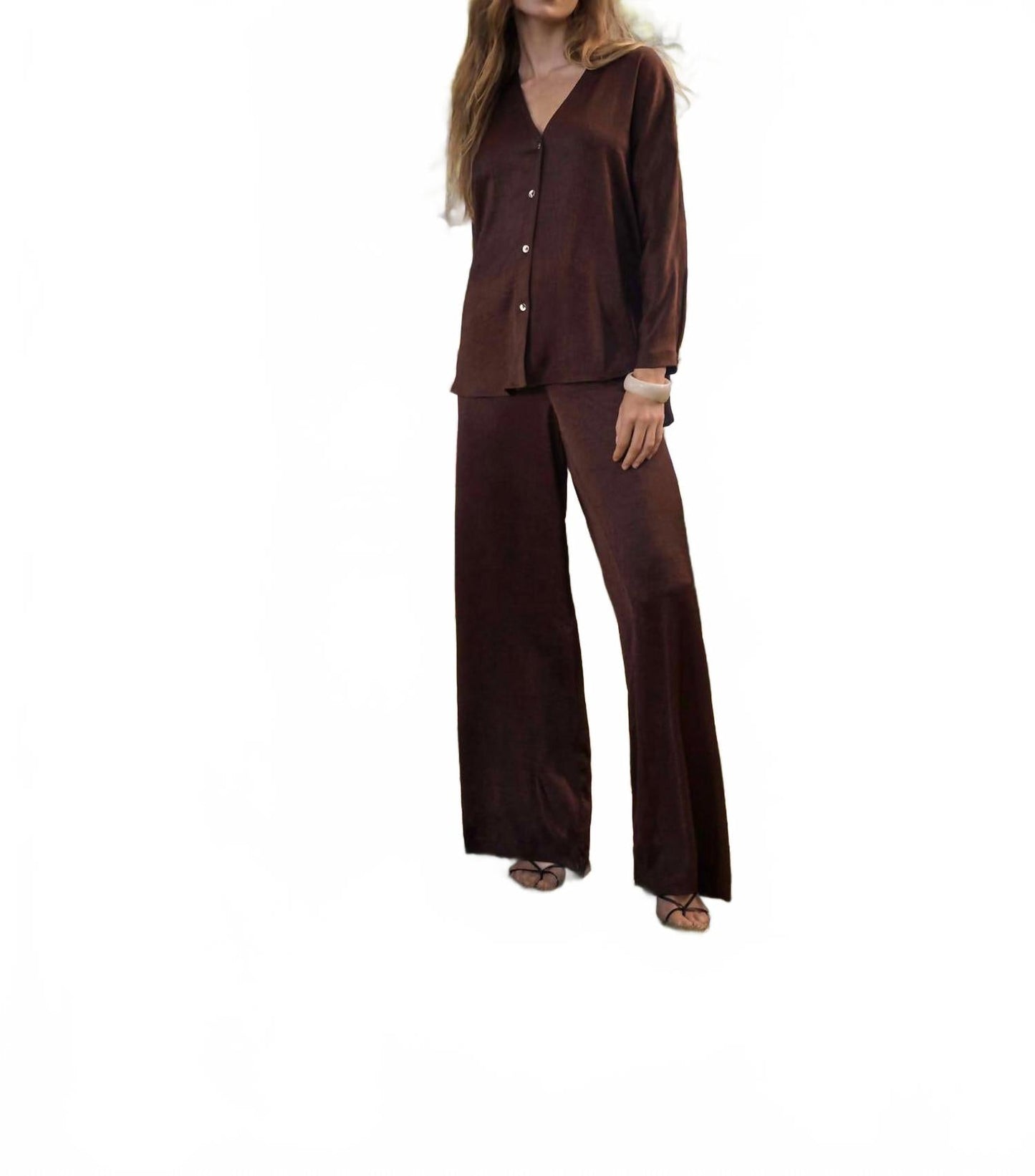 Pantalón de satén de pierna ancha