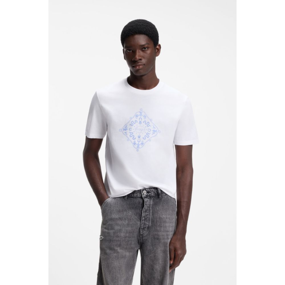 Camiseta de algodón con cuello redondo