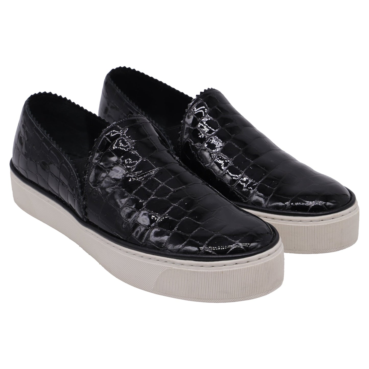 Tenis de cuero sin cordones color negro