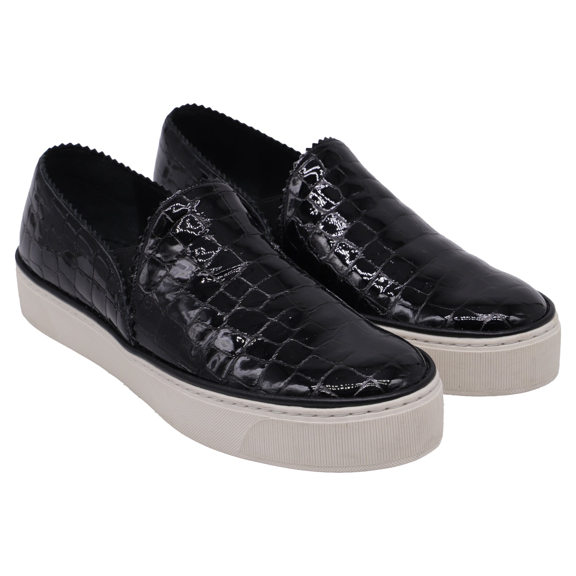 Tenis de cuero sin cordones color negro
