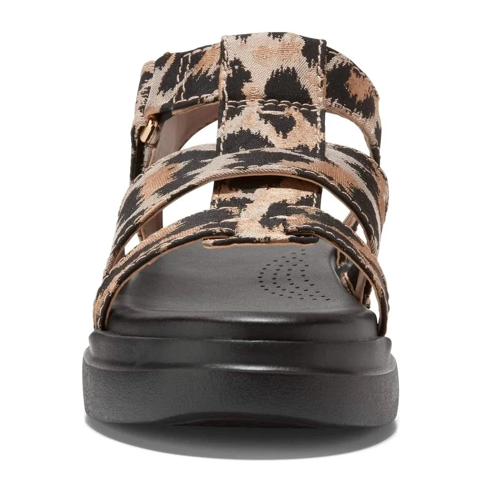 Sandalias de mujer con estampado animal color café