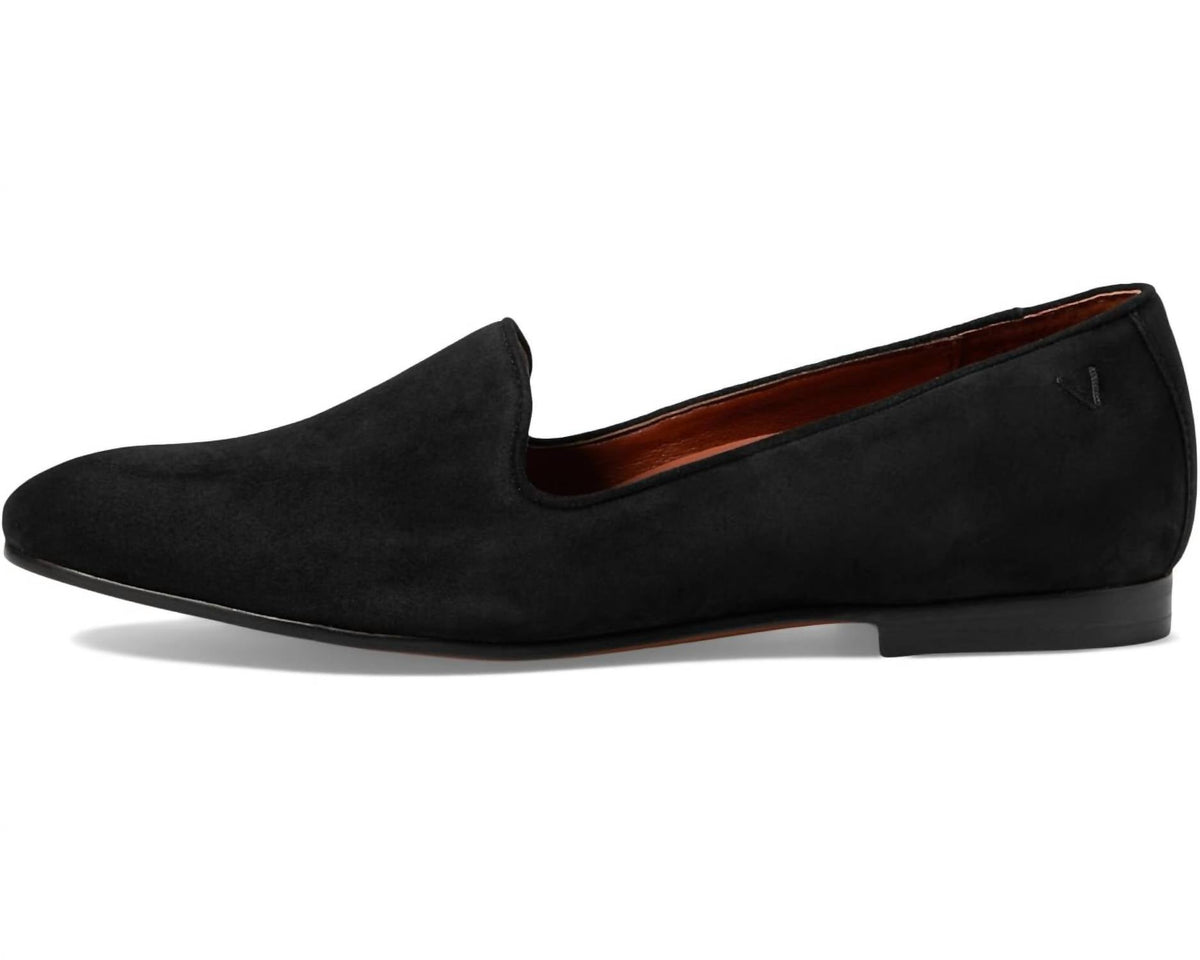 Zapatos planos de mujer de gamuza sin cordones color negro