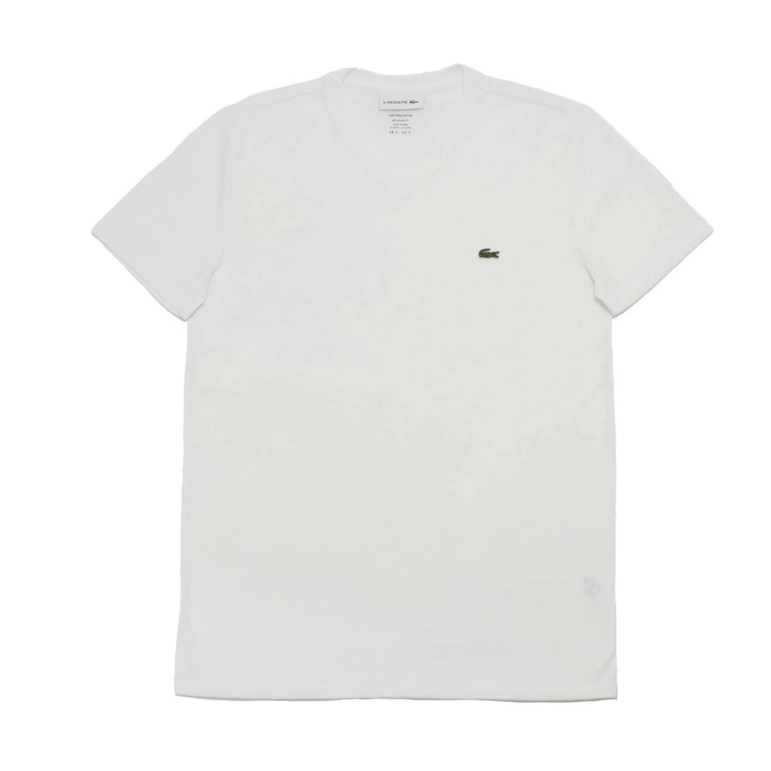 Camiseta de hombre de manga corta con cuello en V color blanco