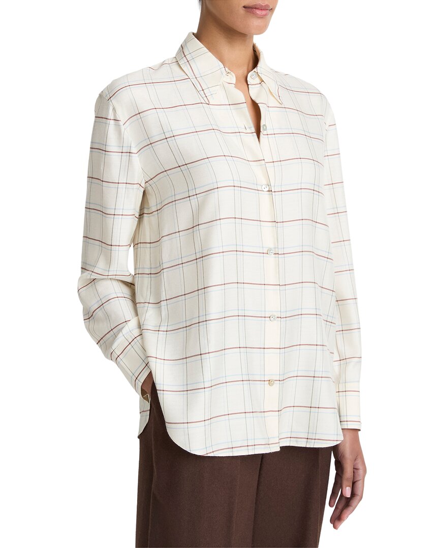 Camisa de mezcla de seda a cuadros