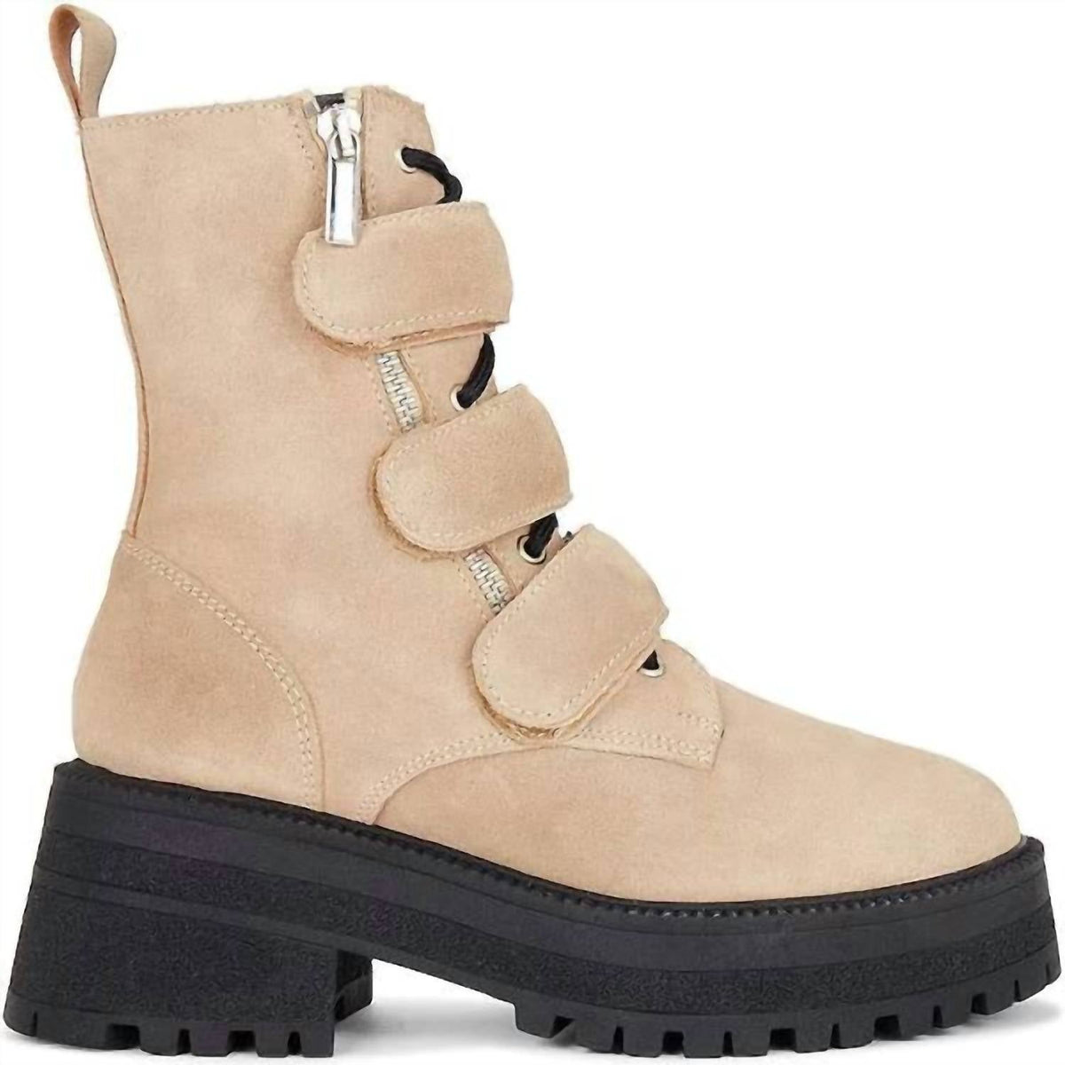 Botines con cordones color beige