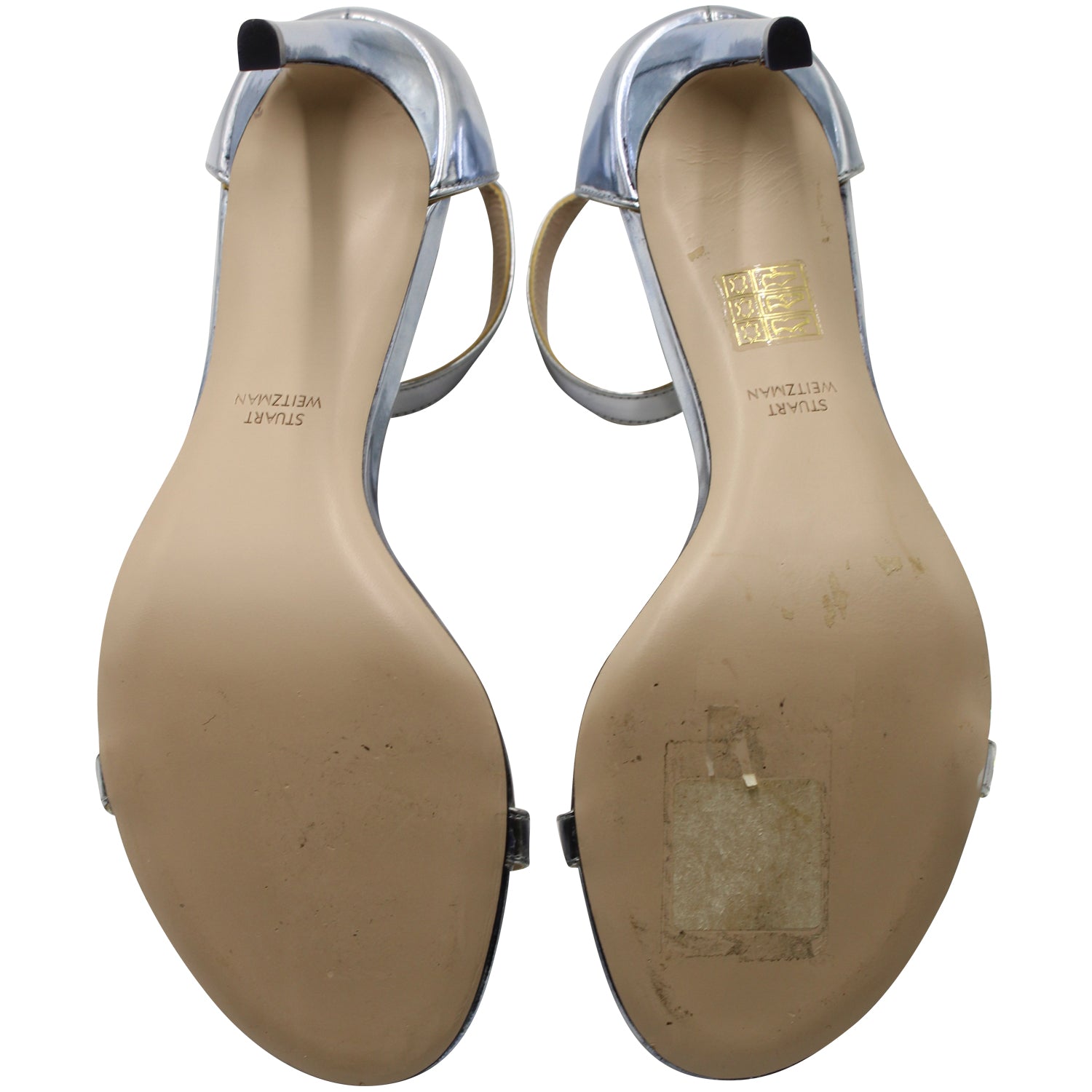 Sandalias de cuero color plateado