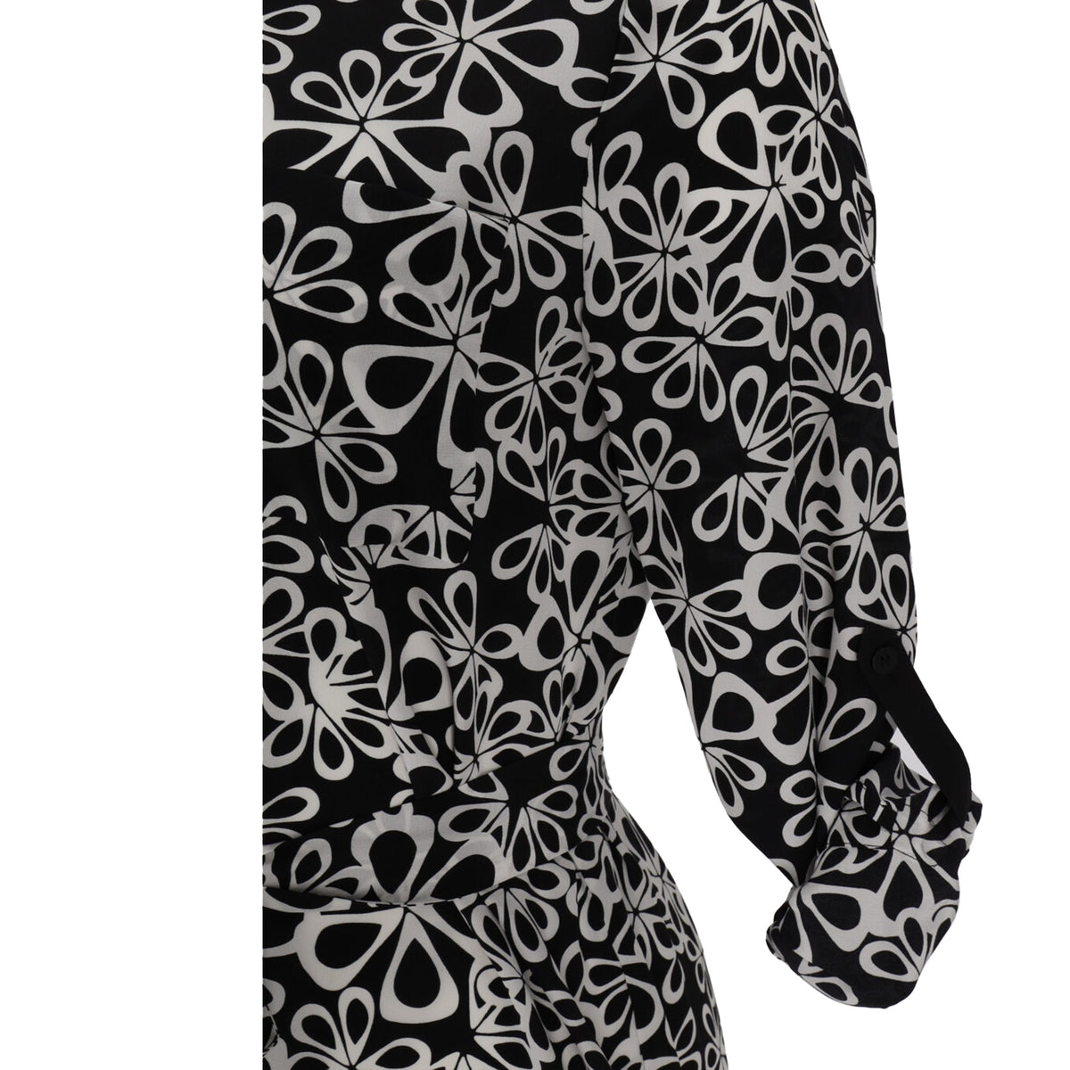 Vestido de seda corto con estampado color negro