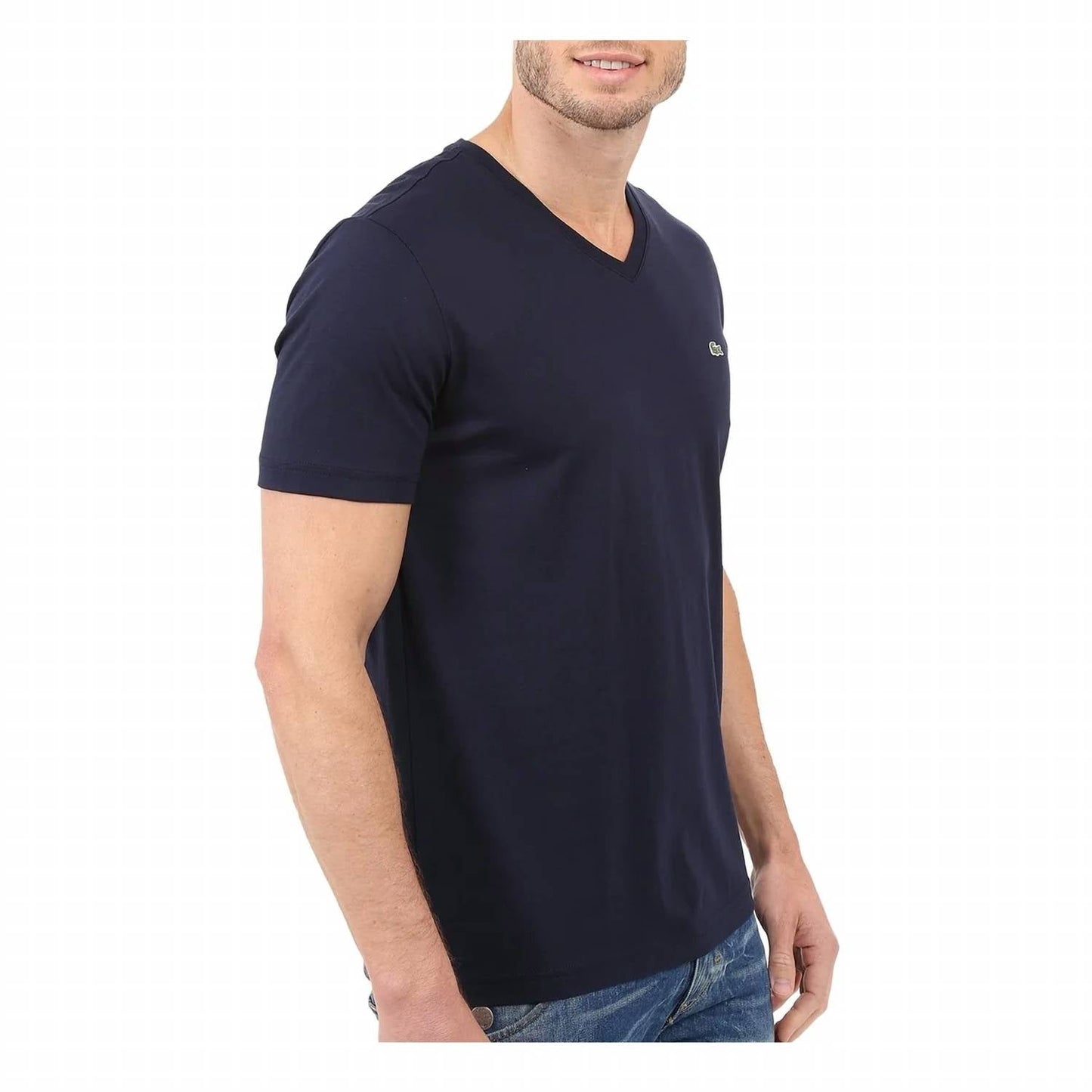 Camiseta de hombre de manga corta con cuello en V color azul marino