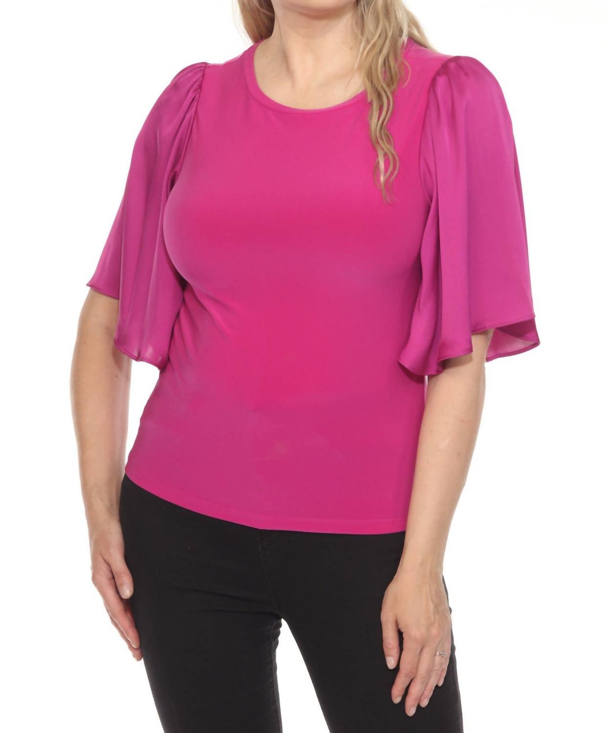 Top con cuello redondo color violeta
