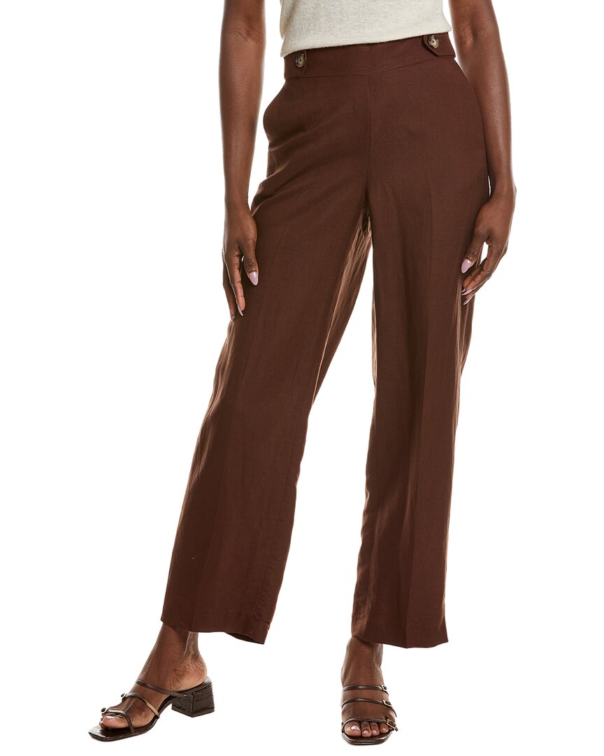 Pantalón de mezcla de lino de pierna ancha de tiro alto