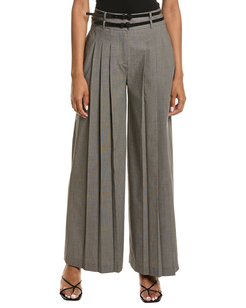 Pantalón de pierna ancha de tiro alto con pliegues