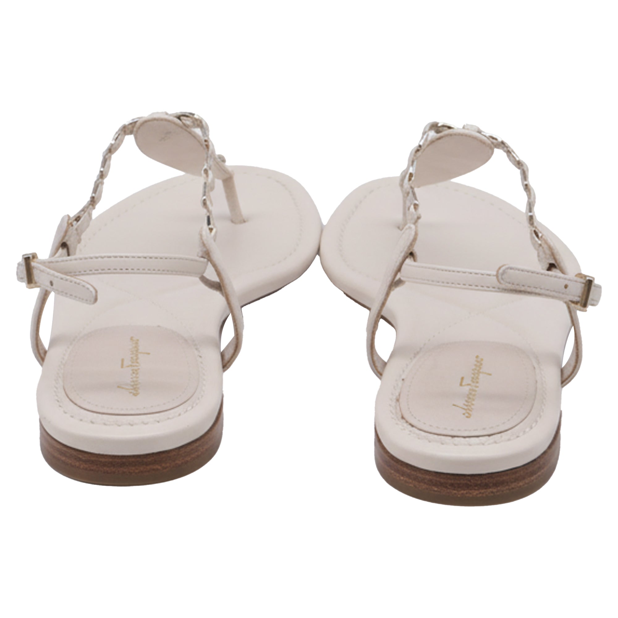 Sandalias de cuero color blanco