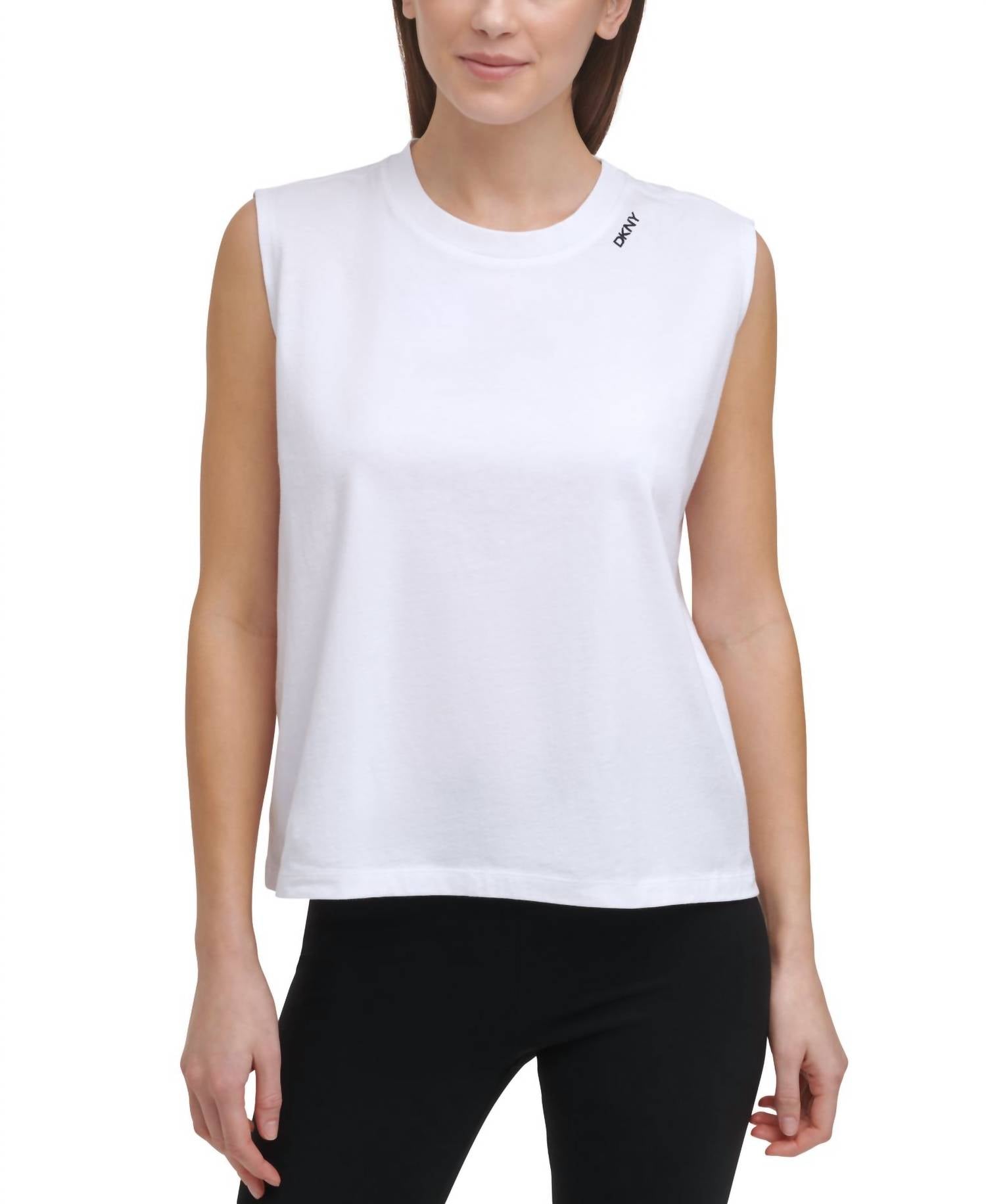 Camiseta sin mangas de algodón color blanco
