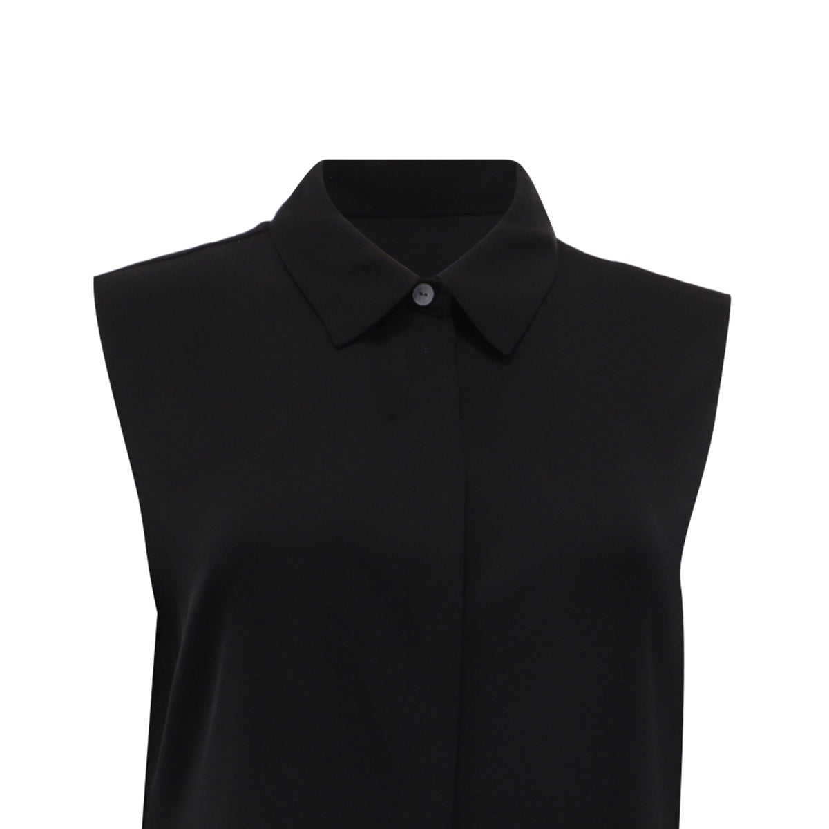 Blusa de seda de manga corta color negro