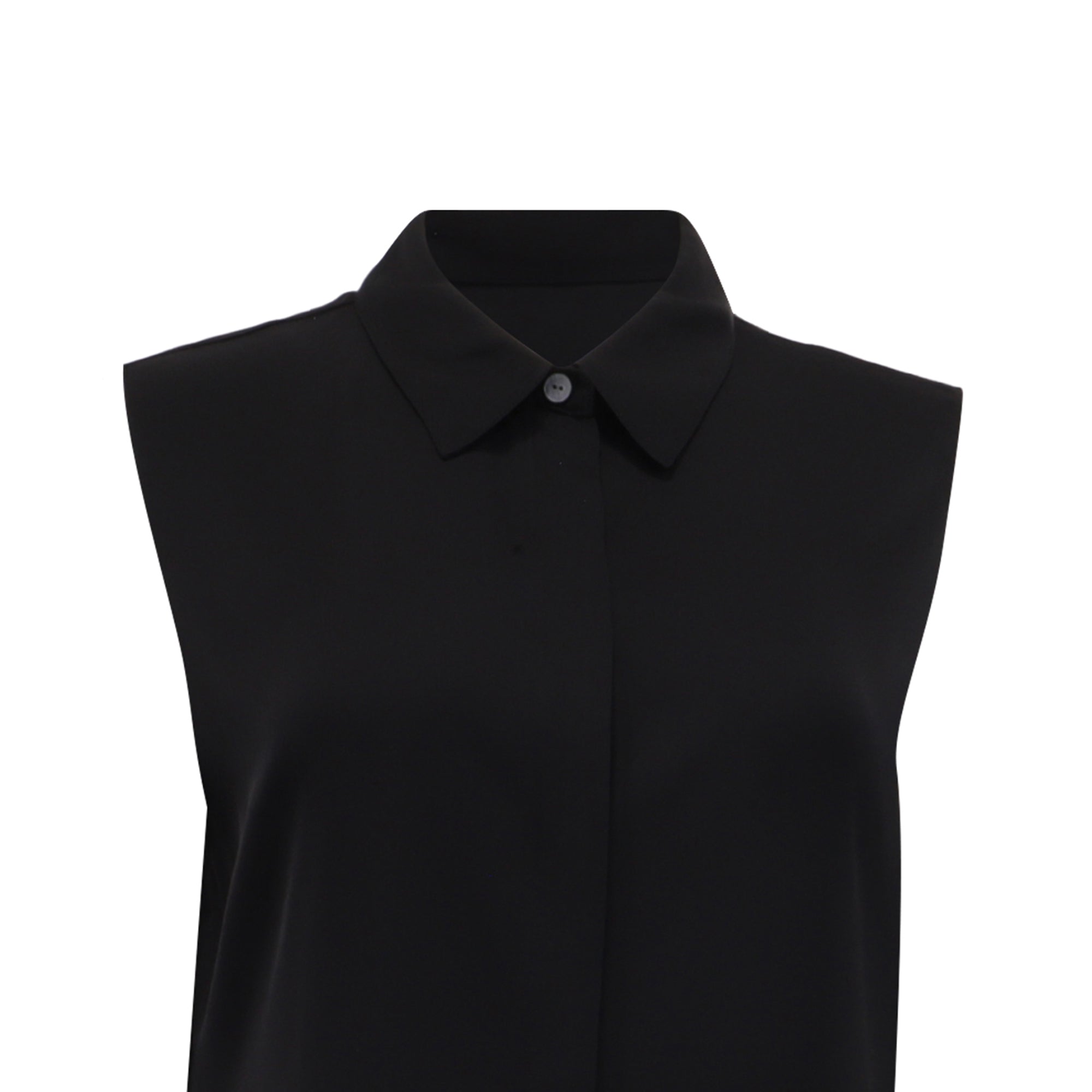 Blusa de seda de manga corta color negro