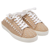 Stuart Weitzman Goldie Mules en Rafia Beige