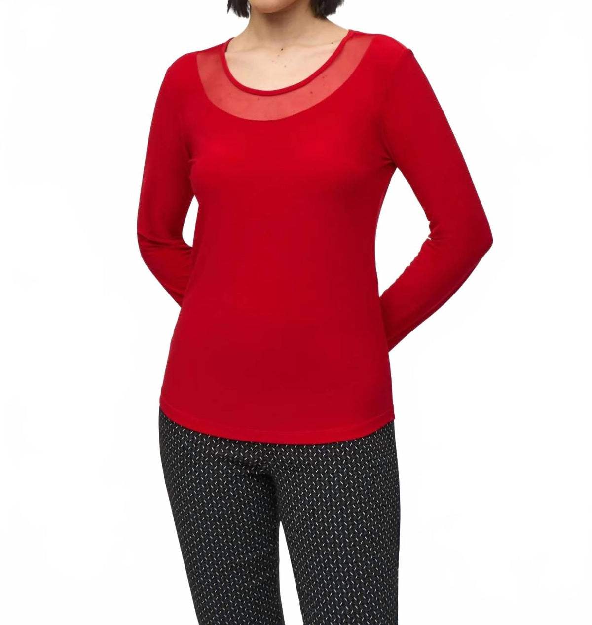 Top de manga larga color rojo
