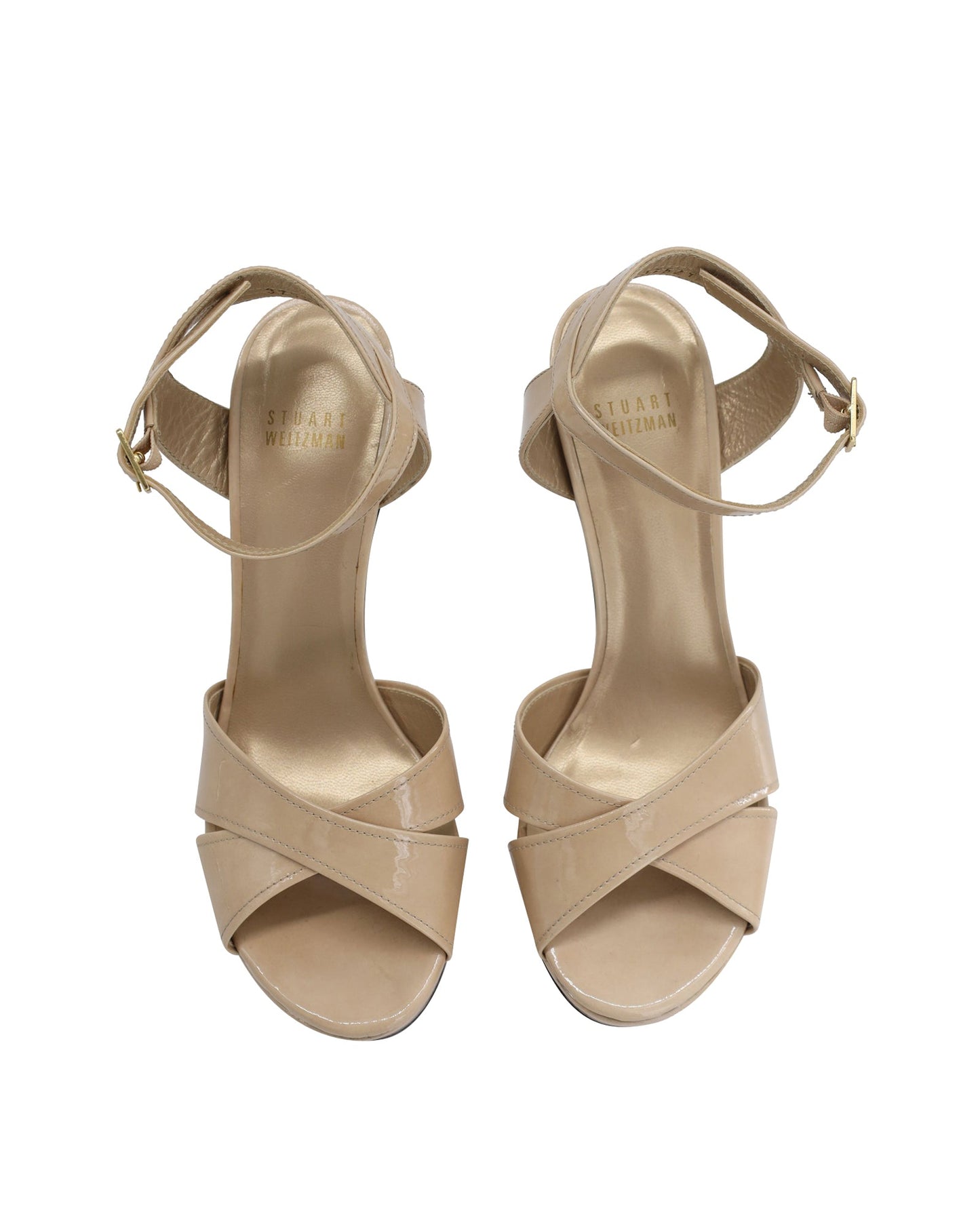 Sandalias de cuero con plataforma color beige