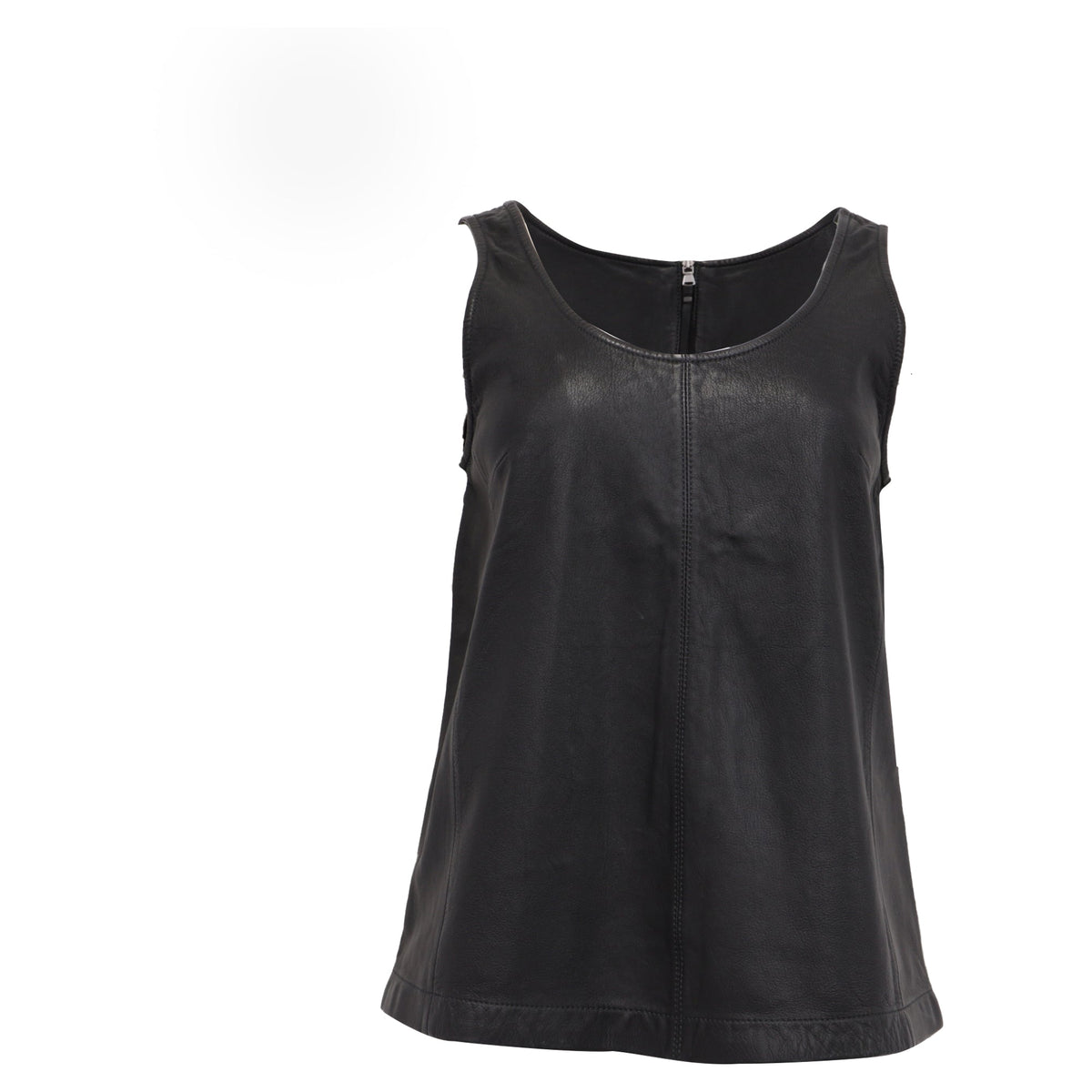 Blusa de cuero sin mangas color negro
